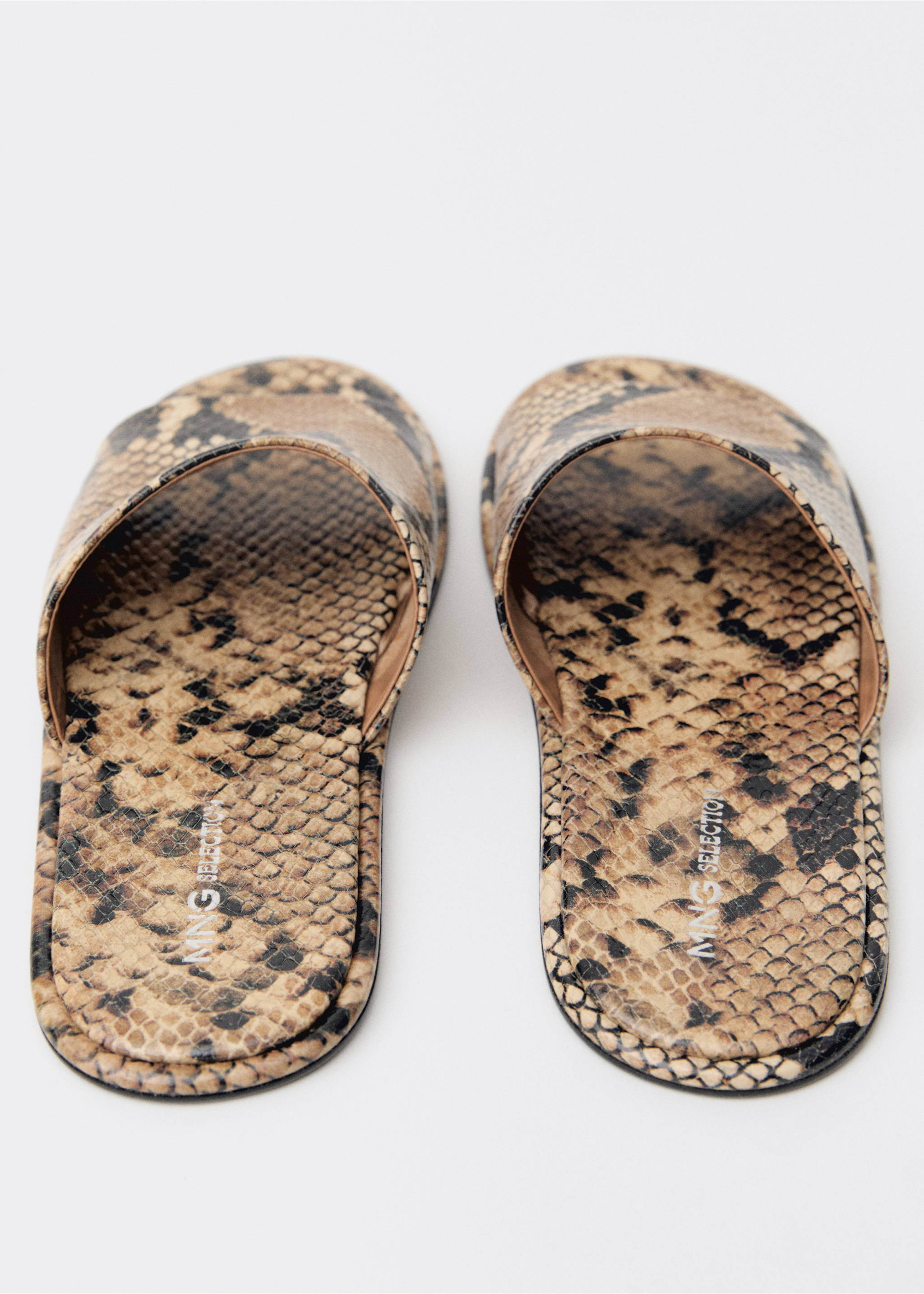 Animal-print leather sandals - Details of the article 1, Beige. Ref: 87044423-00.