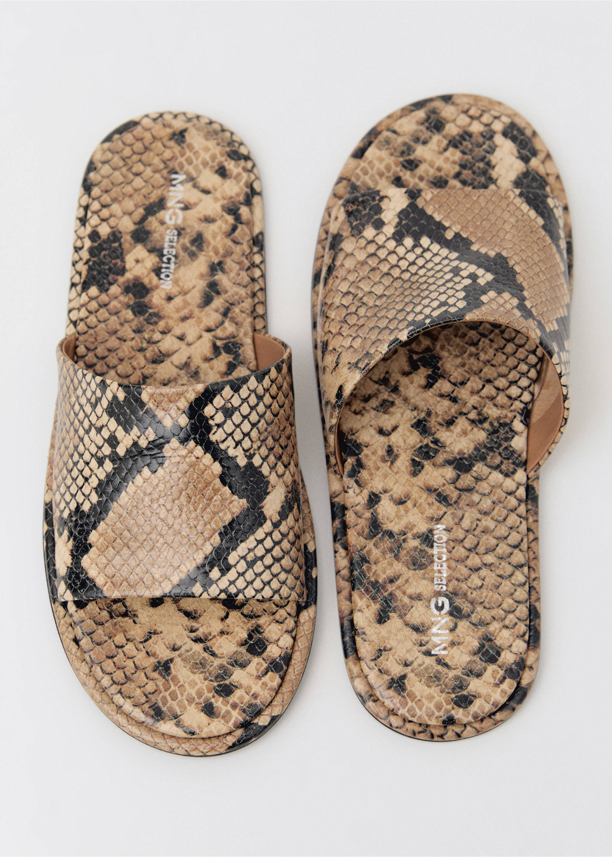 Animal-print leather sandals - Details of the article 4, Beige. Ref: 87044423-00.