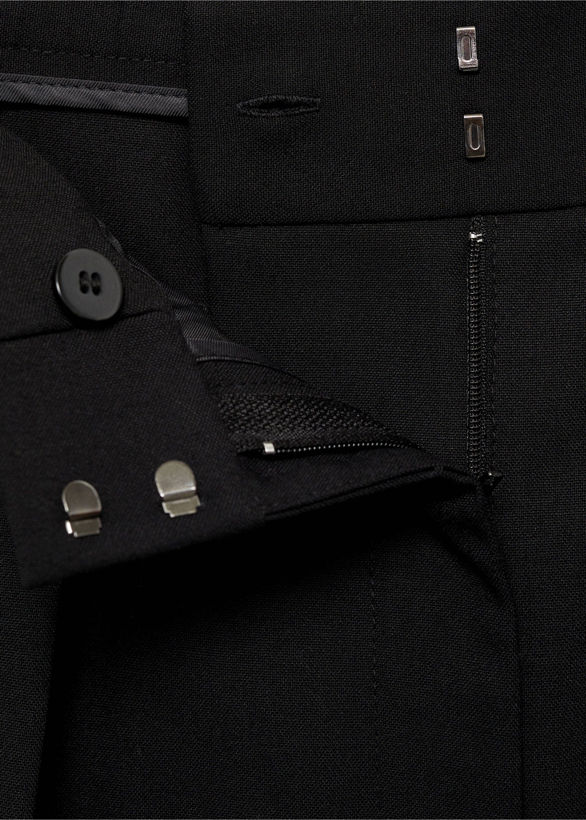 Wide leg pleated trousers - Details of the article 8, Black. Ref: 87044424-00.