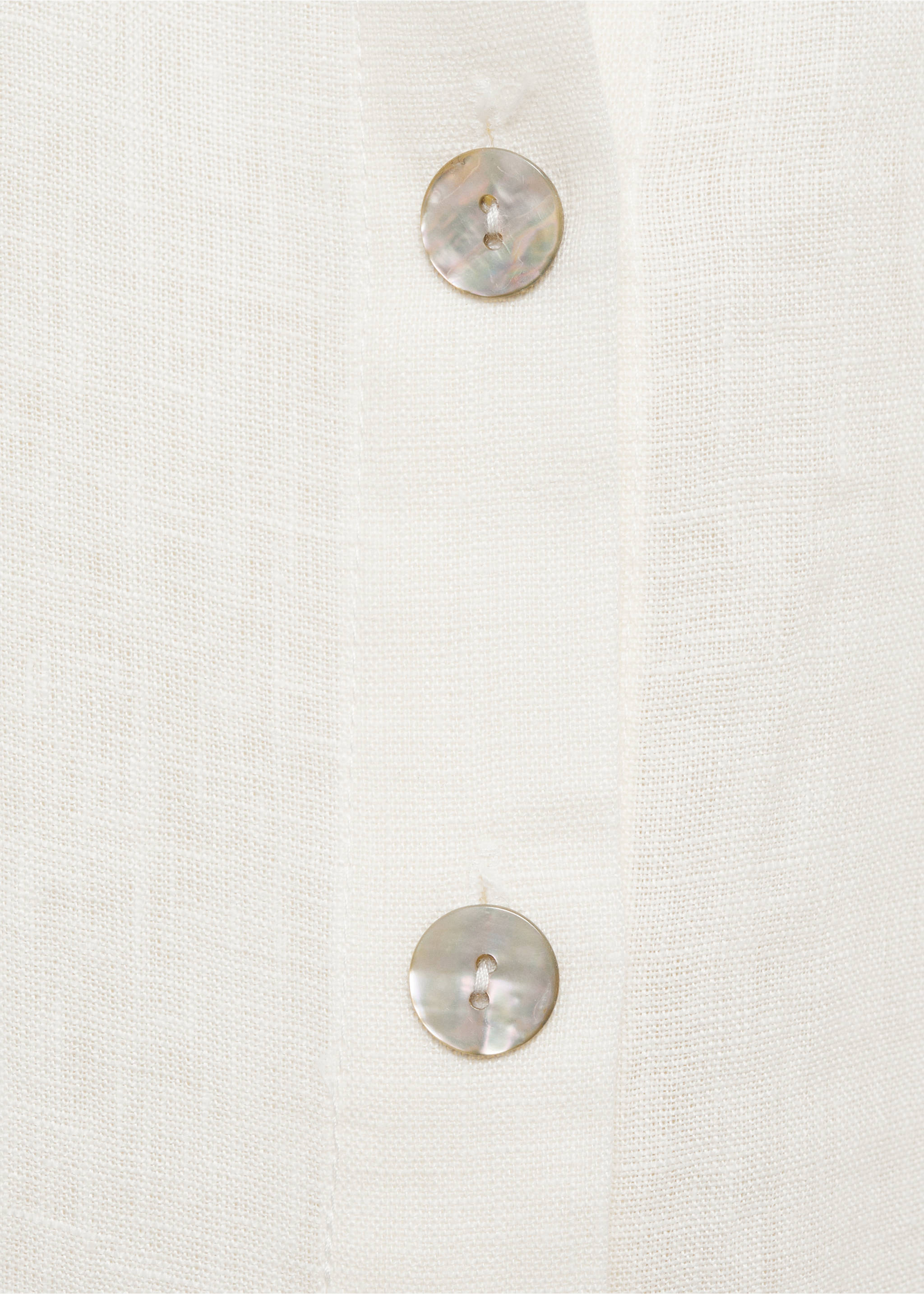 Linen long shirt - Details of the article 8, Vanilla. Ref: 87044780-00.