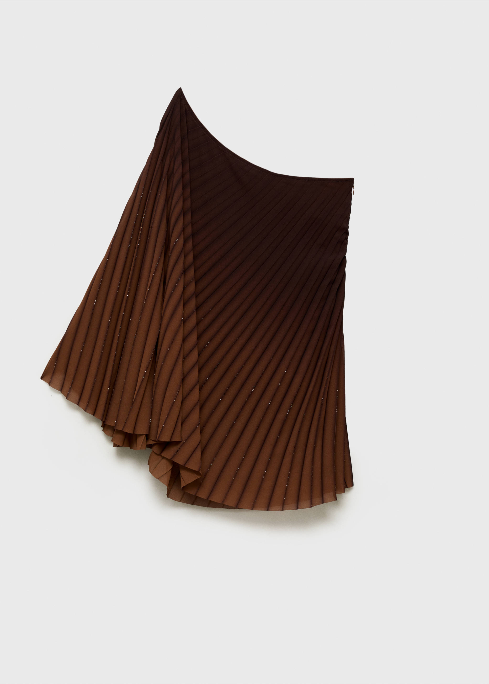 Asymmetrical pleated blouse - Article without model, Coffee. Ref: 87044782-00.