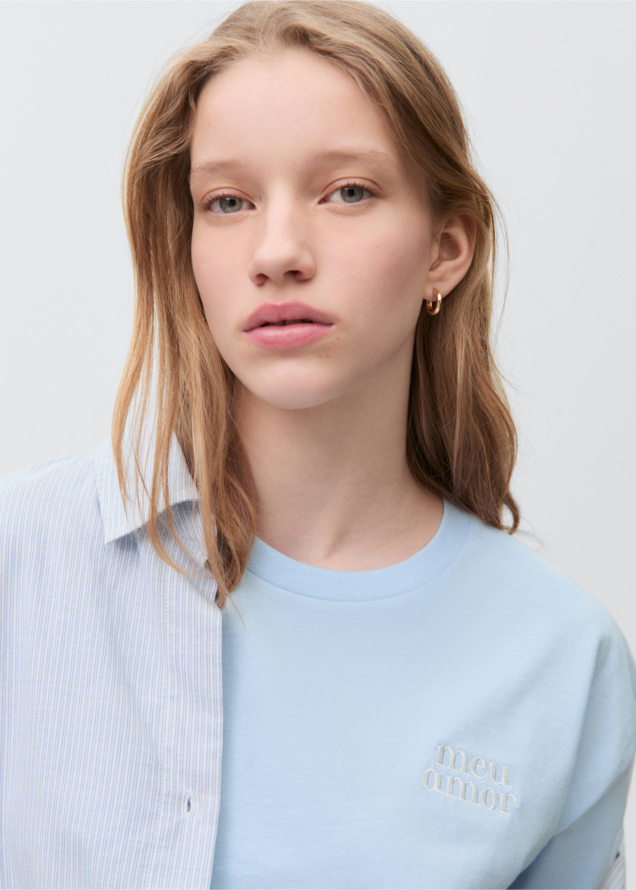 Message cotton T-shirt - Details of the article 1, Blue. Ref: 87044785-00.