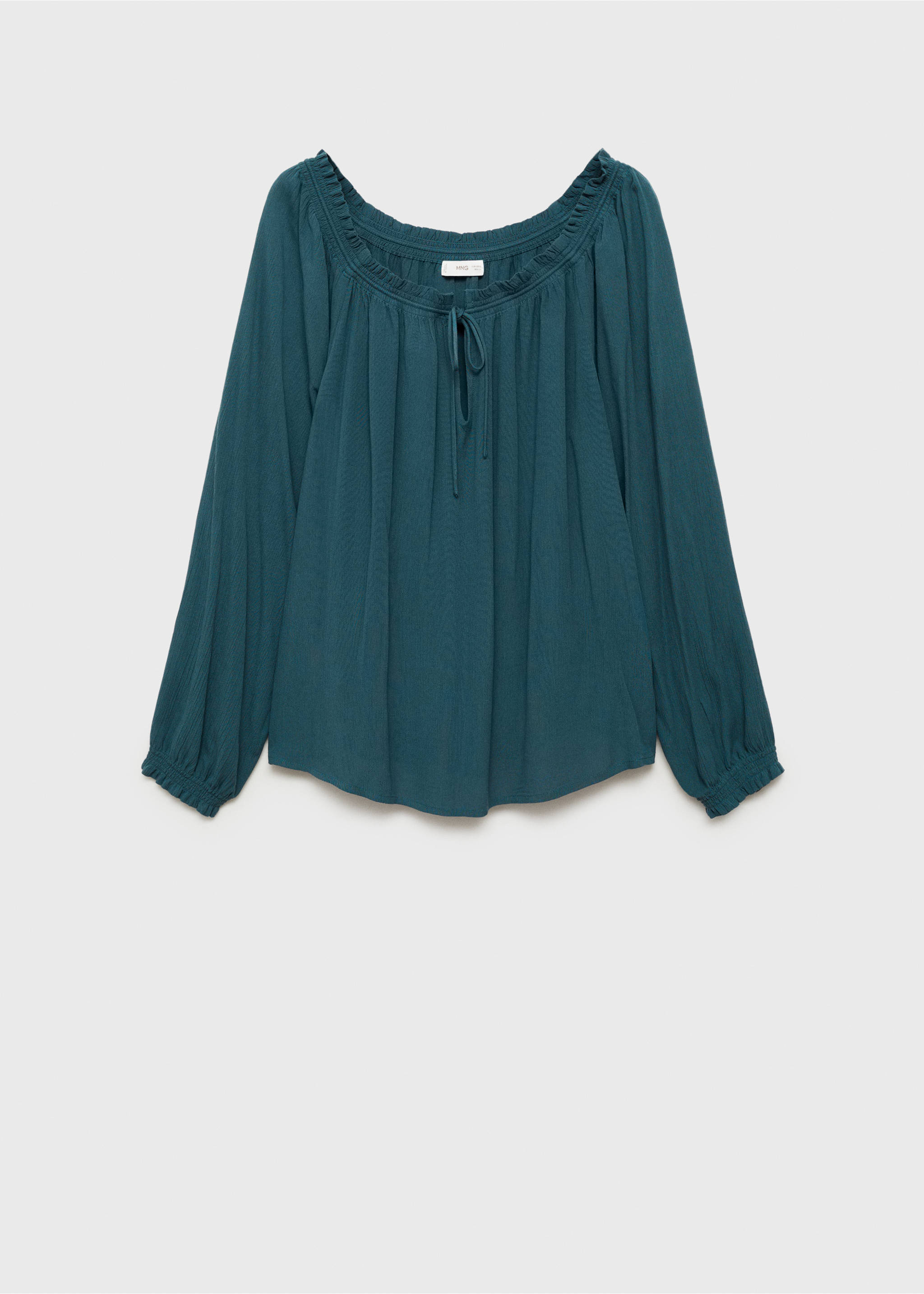 Ruched neck blouse - Article without model, Petrol Blue. Ref: 87044789-00.