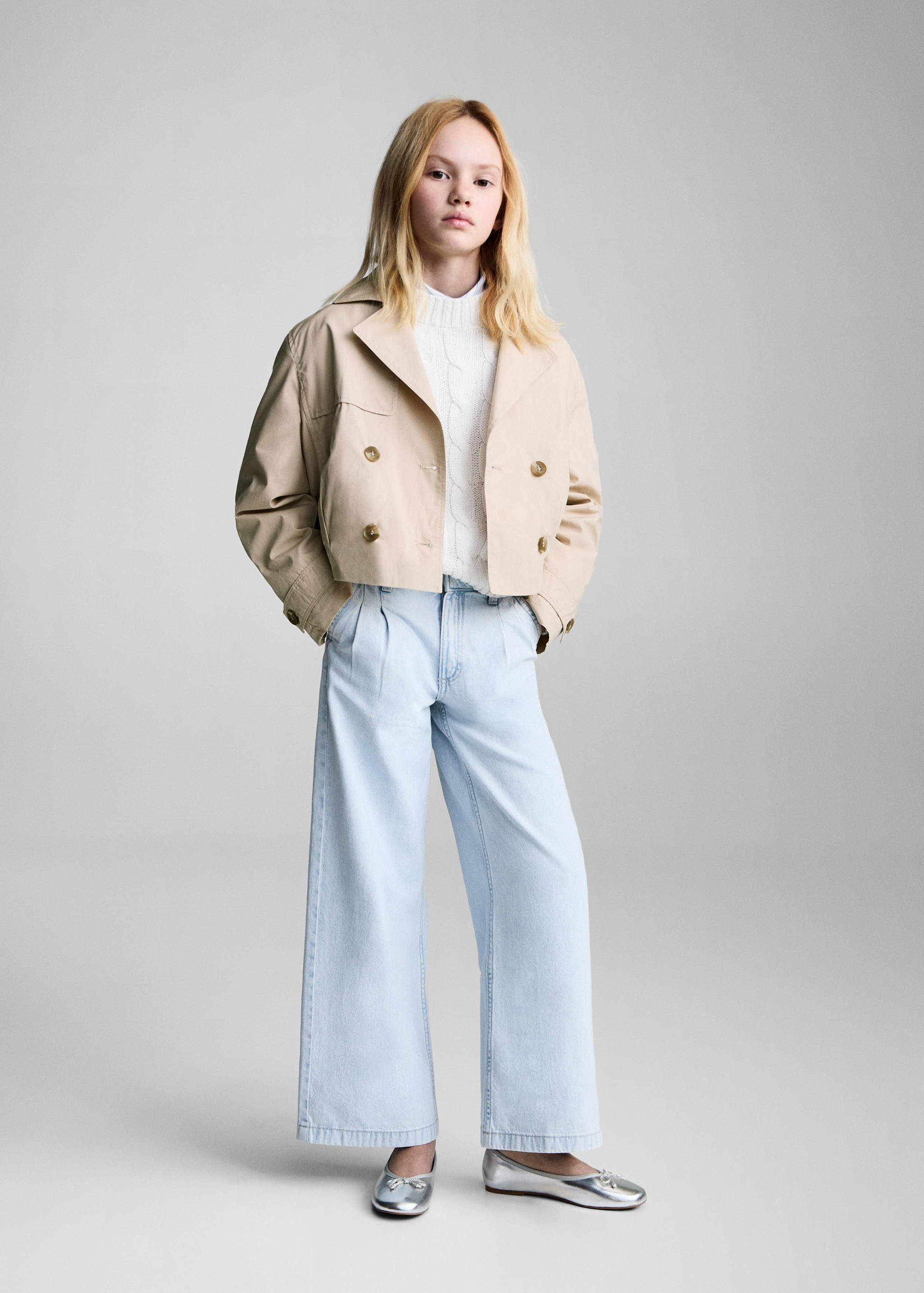 Doppelreihige Jacke in Cropped-Länge - Allgemeine Ansicht