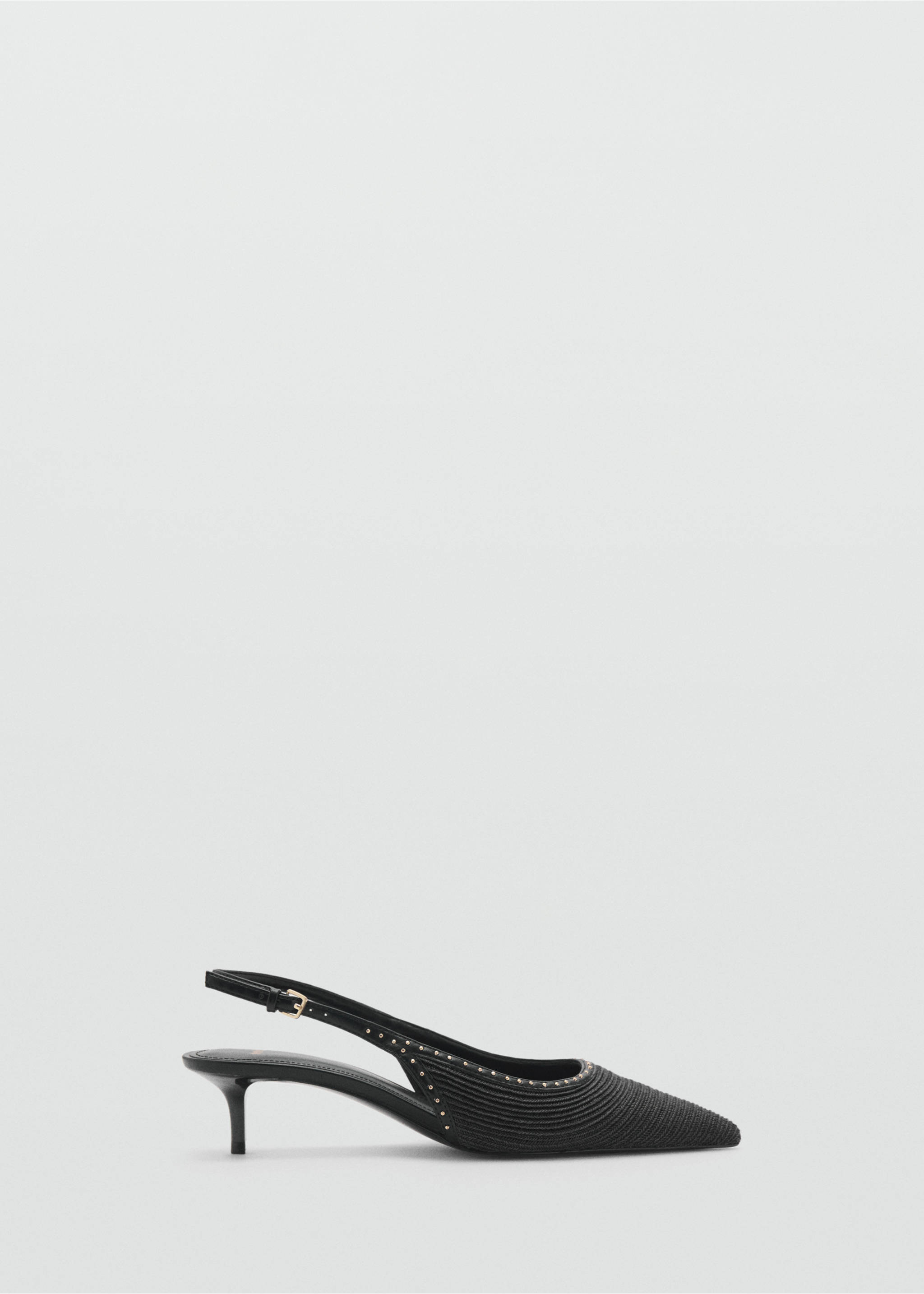 Natural fibre kitten-heel shoes - Article without model, Black. Ref: 87044798-00.
