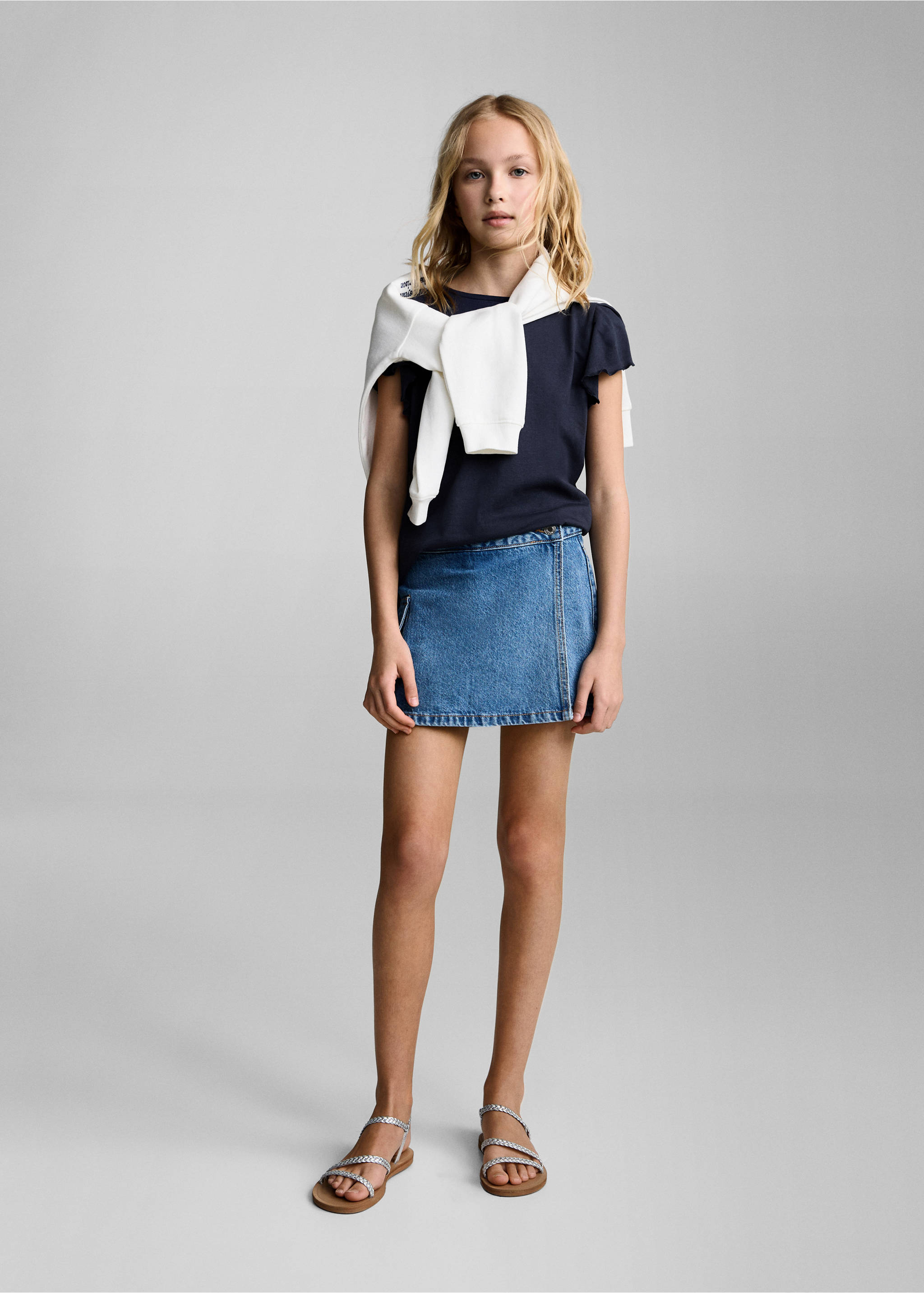 Short-sleeved ruffle t-shirt - General plane, Dark Navy. Ref: 87044800-00.