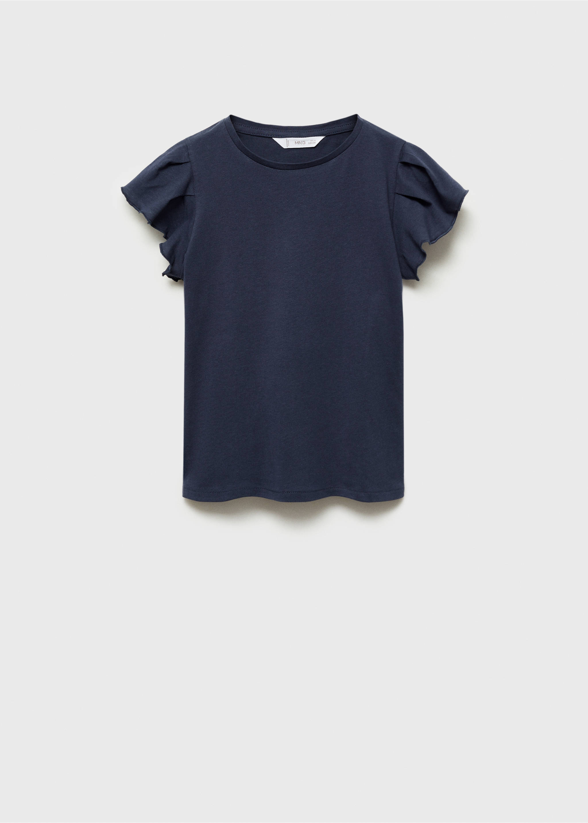 Short-sleeved ruffle t-shirt - Article without model, Dark Navy. Ref: 87044800-00.