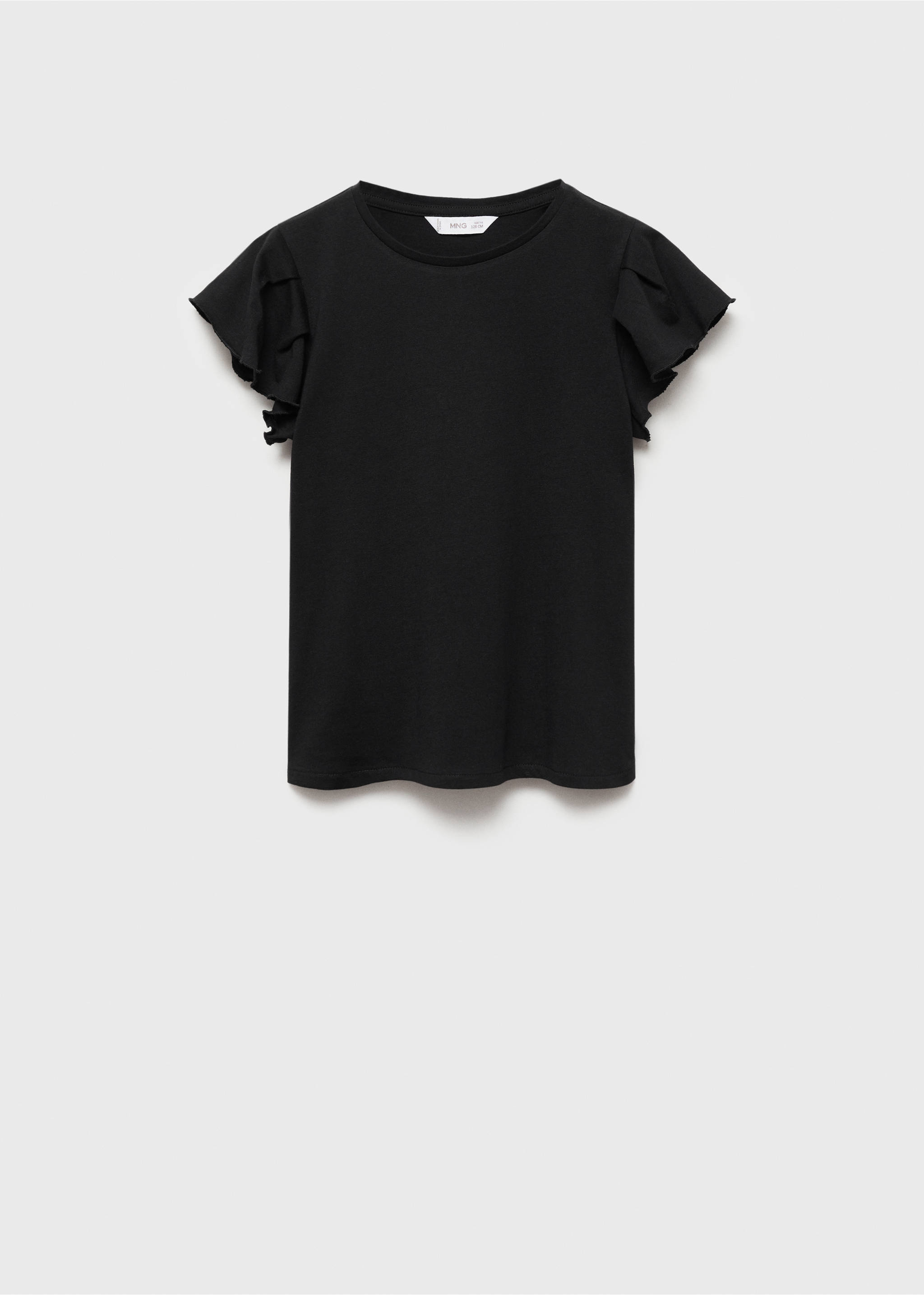 Kurzärmliges T-Shirt mit Rüschen - Artikel ohne Model, Schwarz. Ref: 87044800-00.
