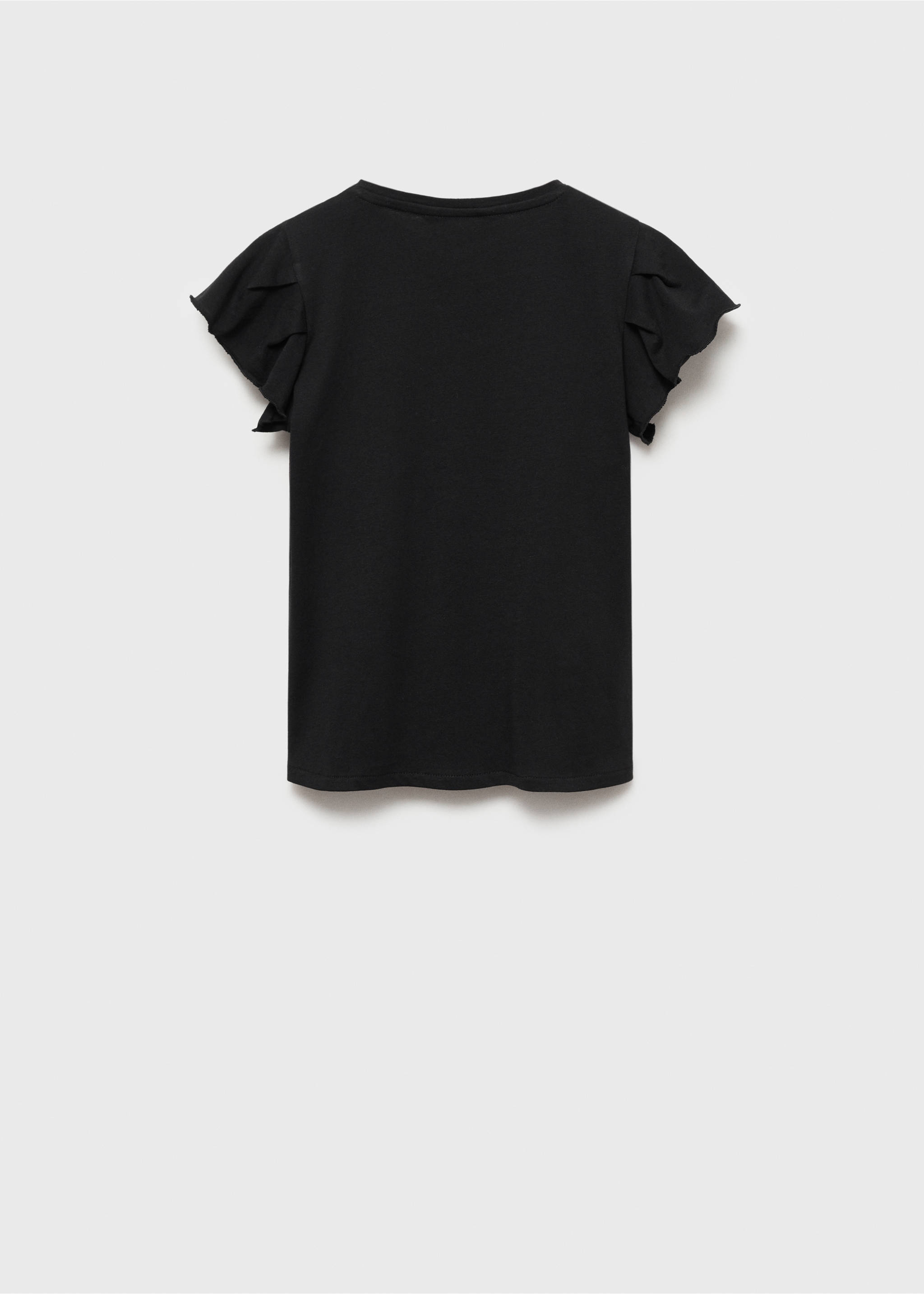 Kurzärmliges T-Shirt mit Rüschen - Rückseite des Artikels, Schwarz. Ref: 87044800-00.