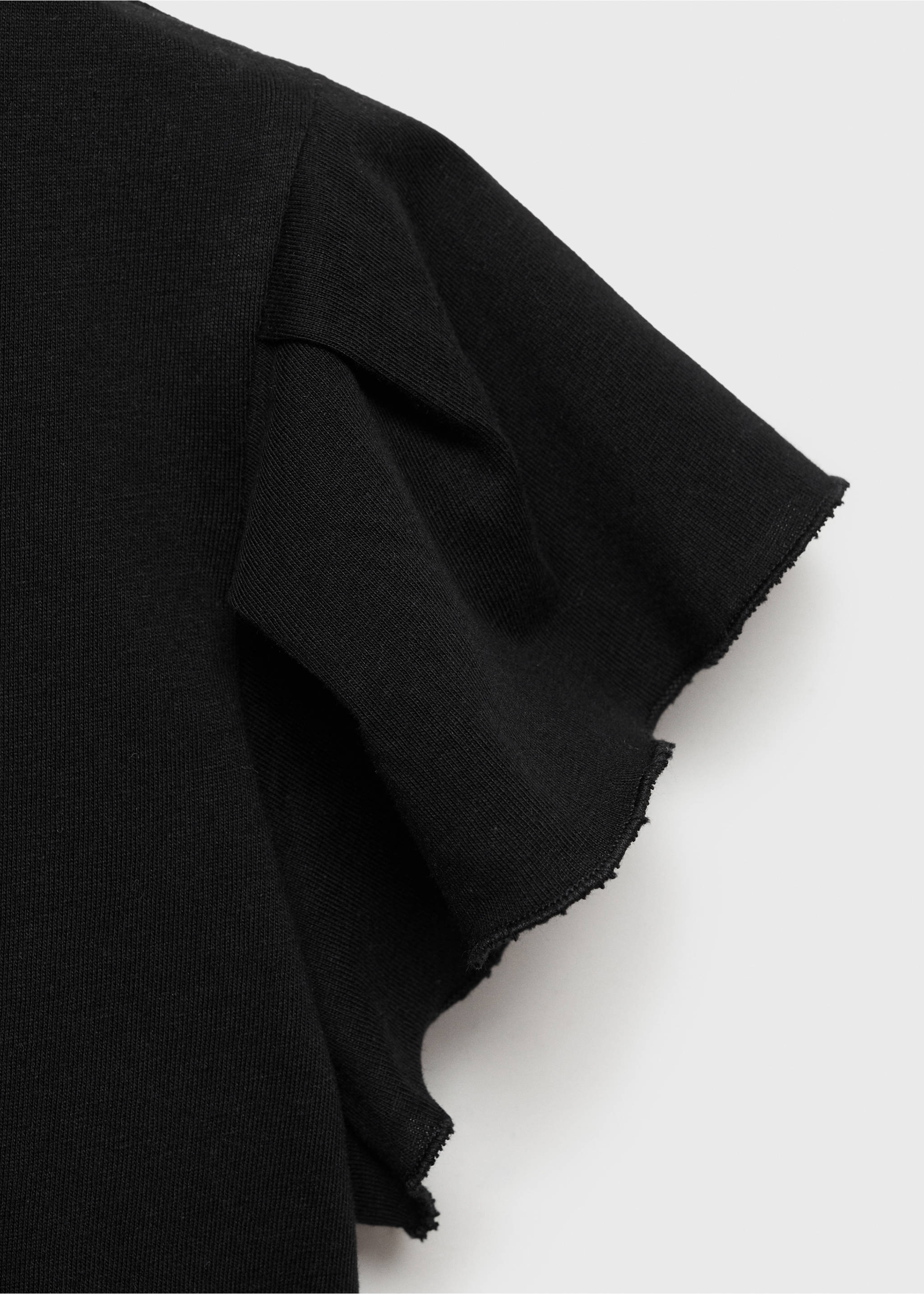 Kurzärmliges T-Shirt mit Rüschen - Detail des Artikels 8, Schwarz. Ref: 87044800-00.