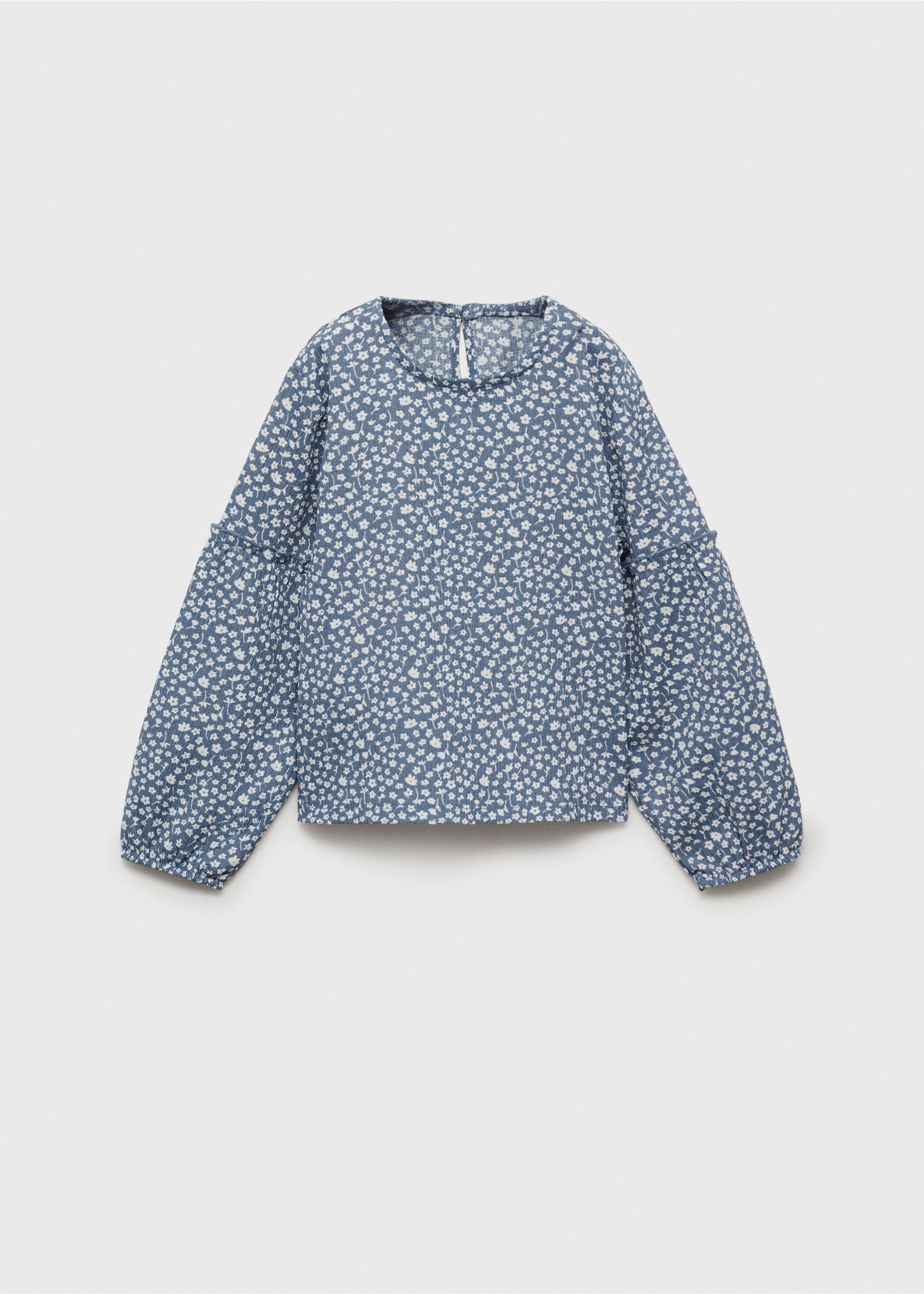Langarm-T-Shirt mit Blumenmotiv - Artikel ohne Model, Blau. Ref: 87044803-00.