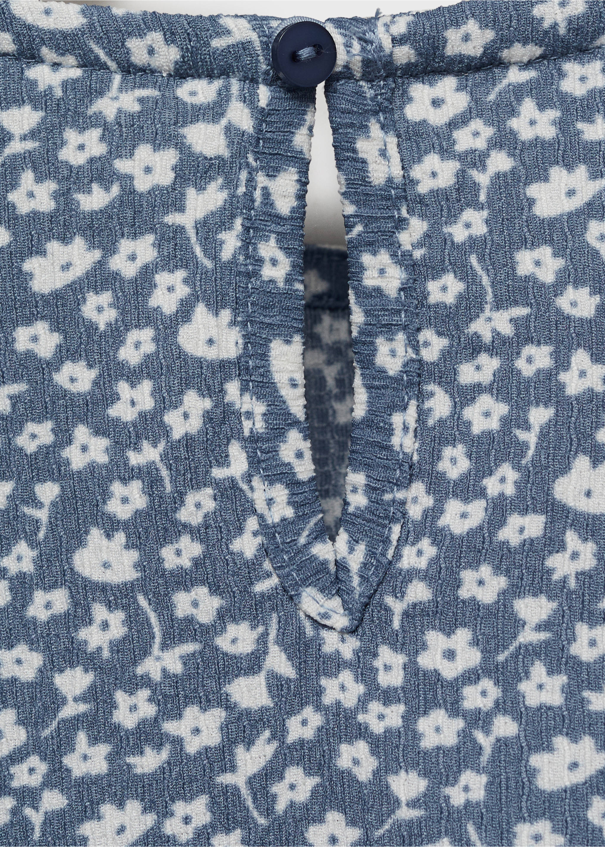 Langarm-T-Shirt mit Blumenmotiv - Detail des Artikels 0, Blau. Ref: 87044803-00.