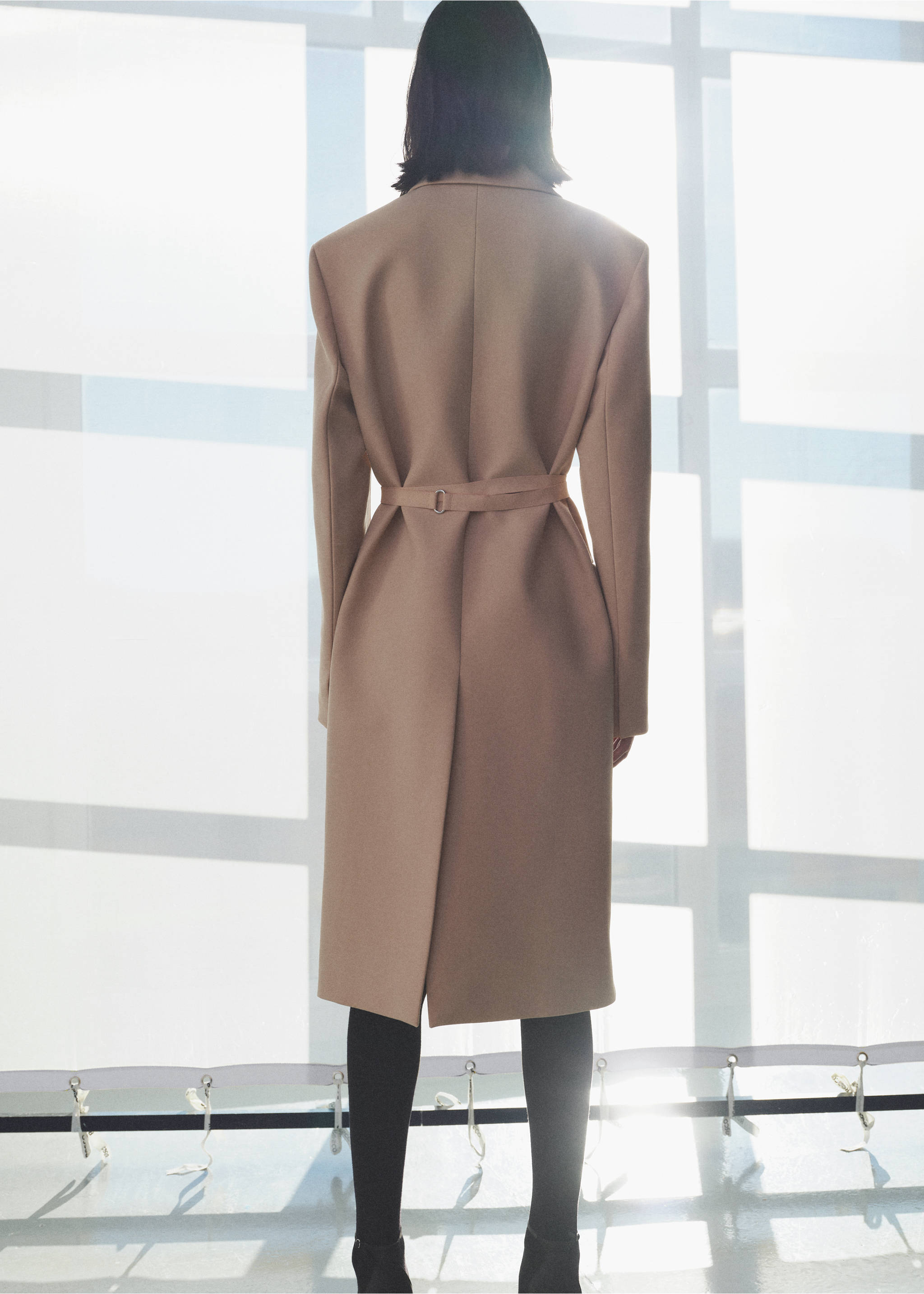Manteau laine ceinture - Verso de l’article, Nude. Ref: 87044811-00.