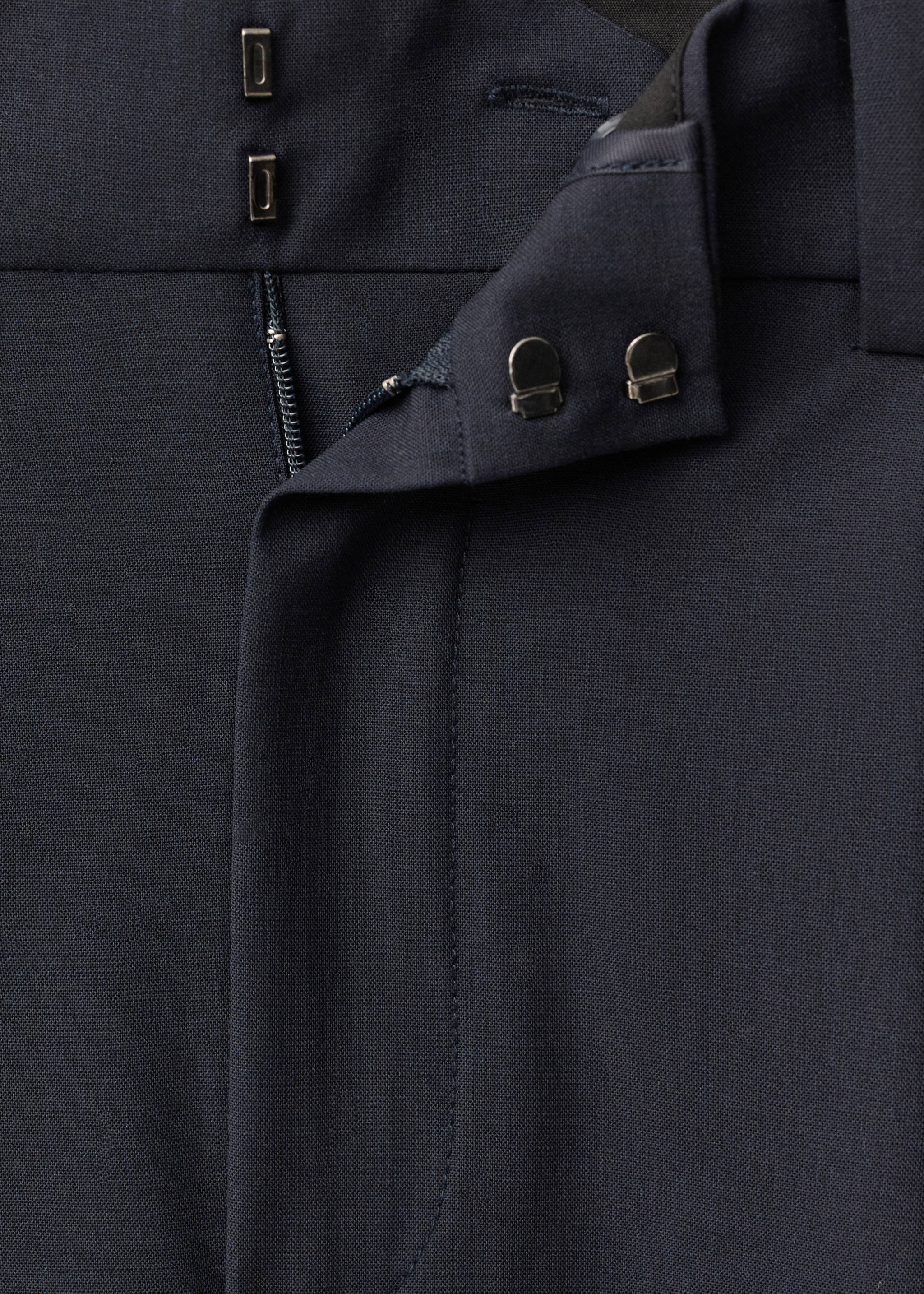 Wide leg wool-blend pleated trousers - Details of the article 8, Navy. Ref: 87044812-00.