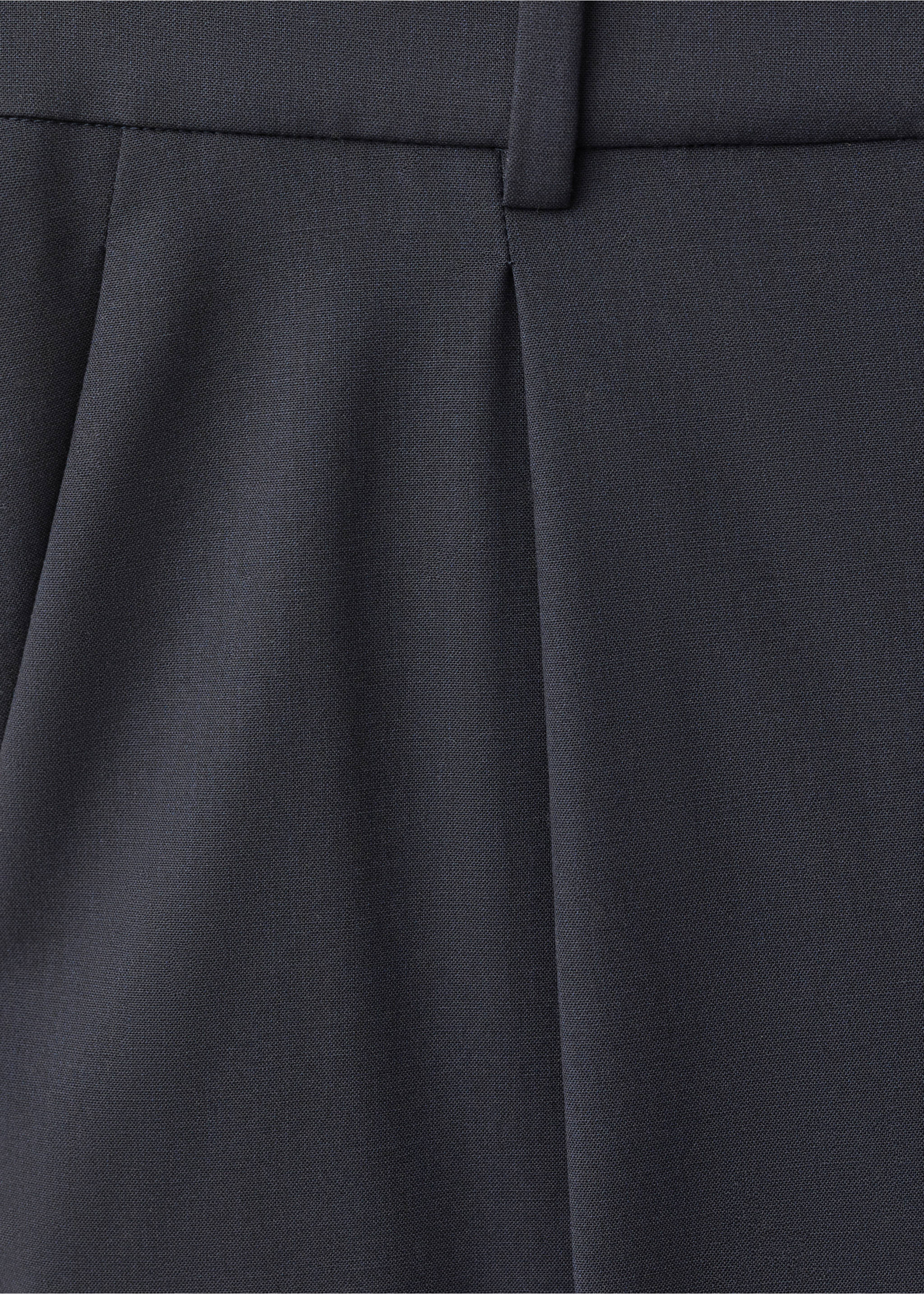 Wide leg wool-blend pleated trousers - Details of the article 0, Navy. Ref: 87044812-00.