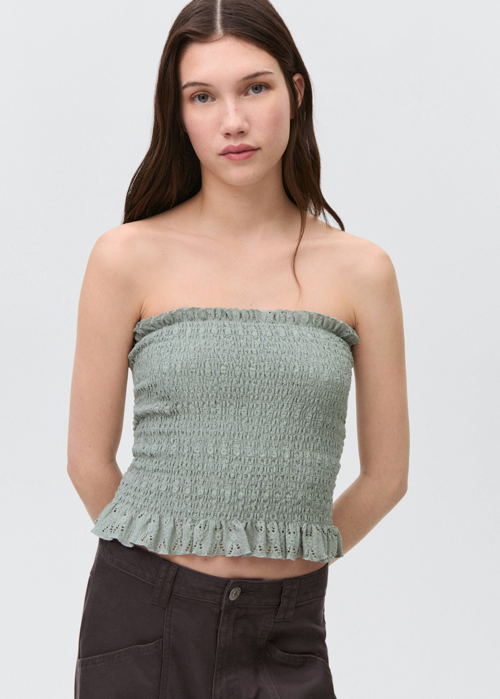 Ruched strapless top - Medium plane