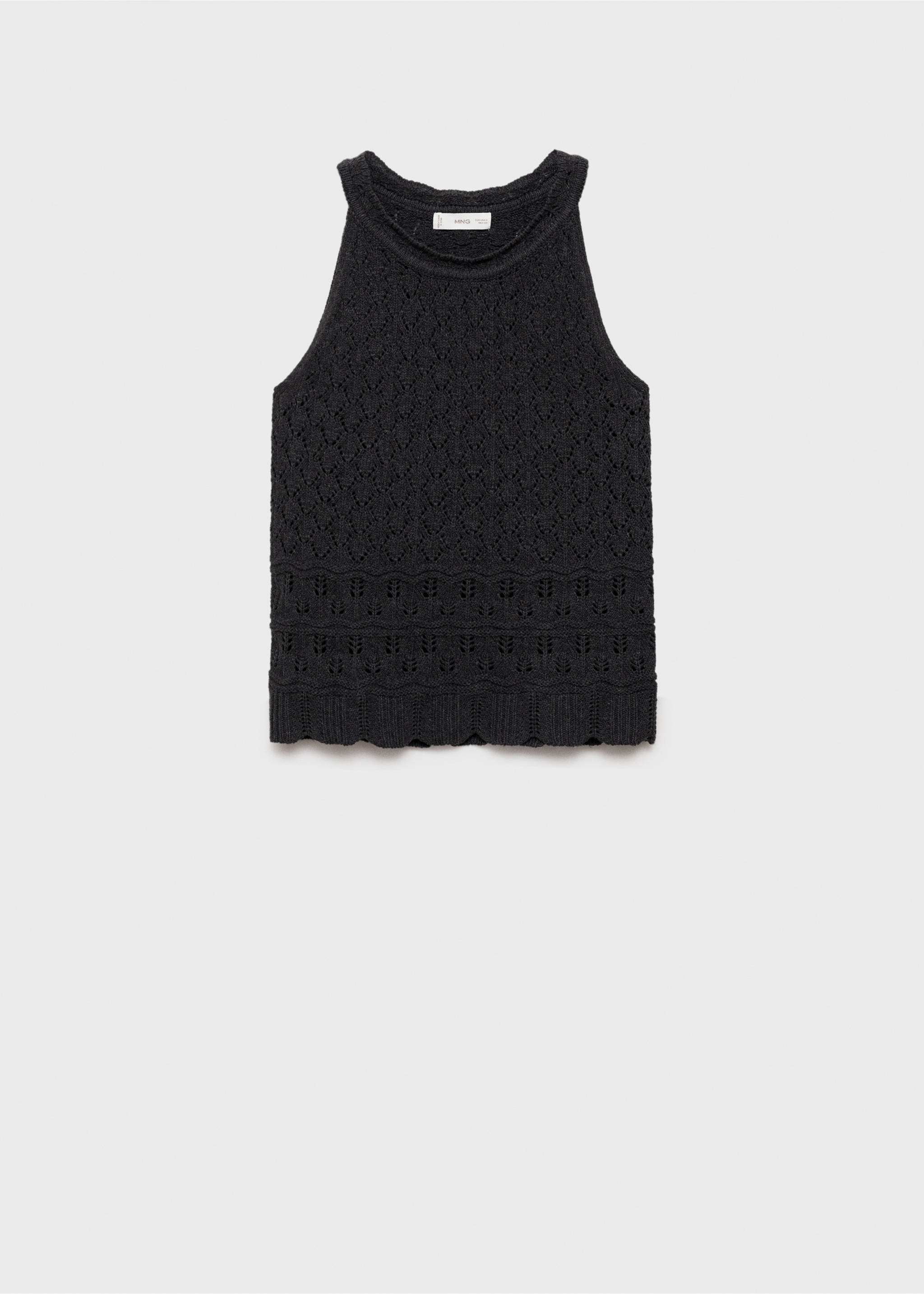 Broderie anglaise panel top - Article without model, Charcoal. Ref: 87045731-00.