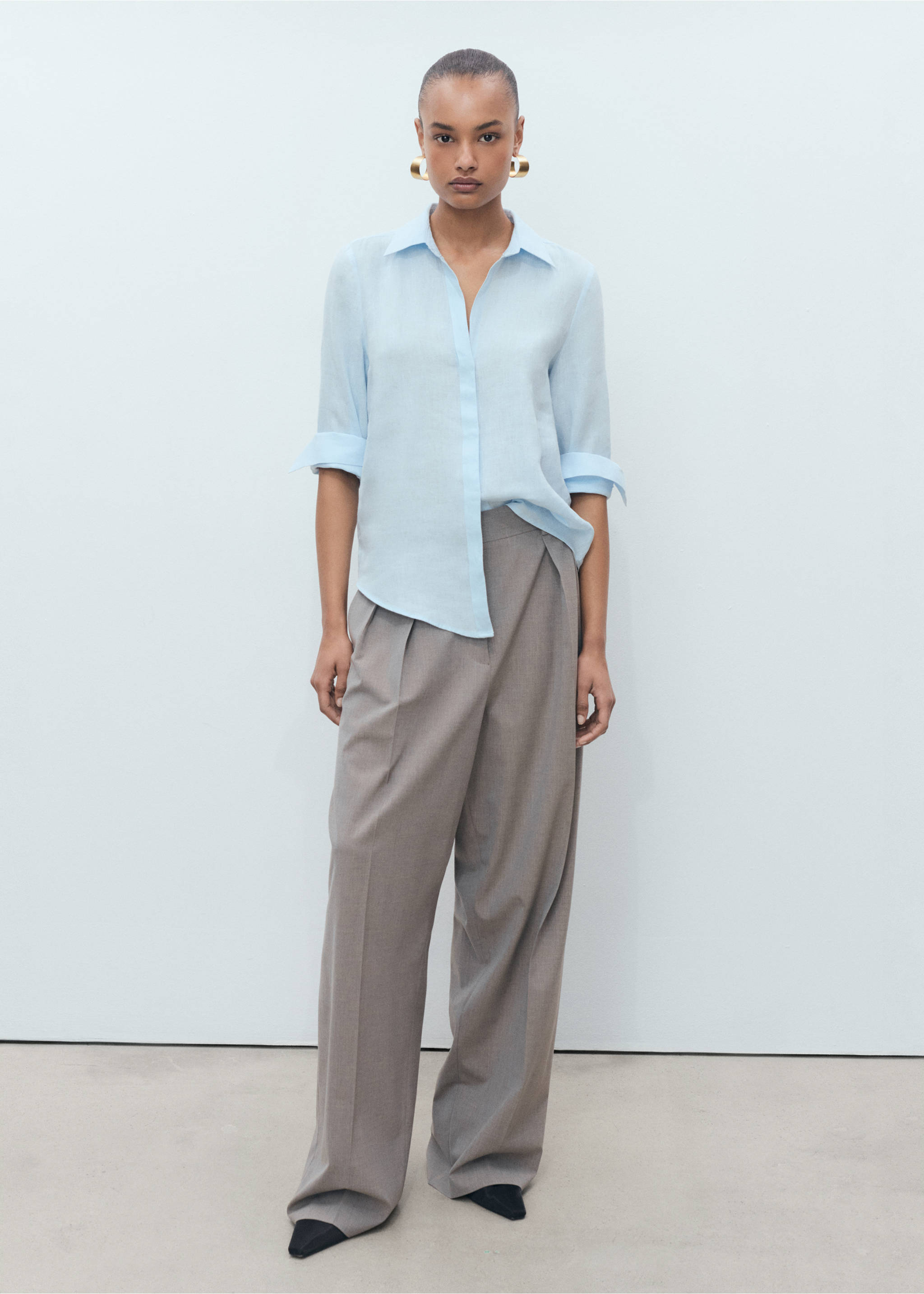 Chemise 100 % lin - Plan général, Bleu ciel. Ref: 87045735-00.