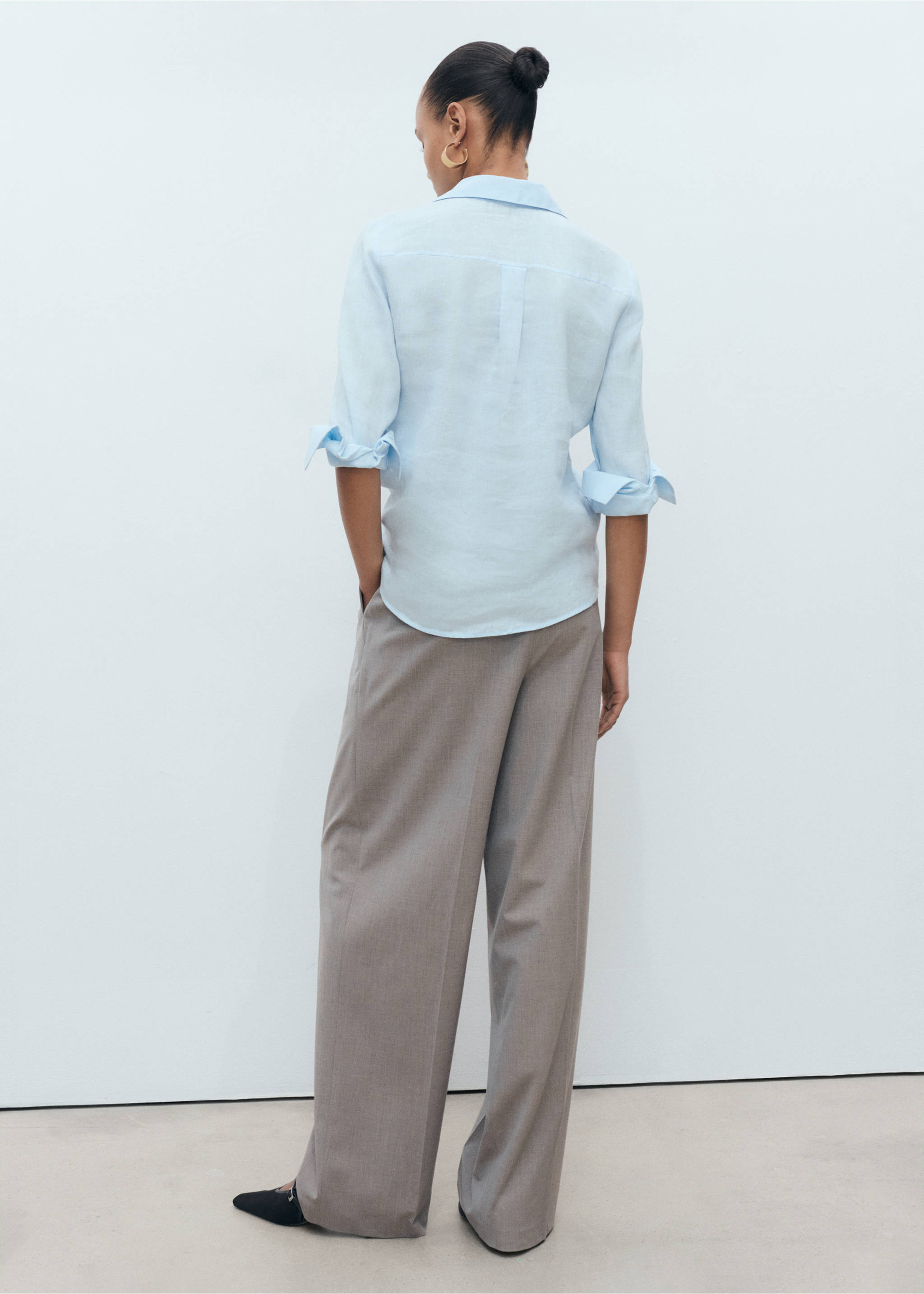 Chemise 100 % lin - Verso de l’article, Bleu ciel. Ref: 87045735-00.