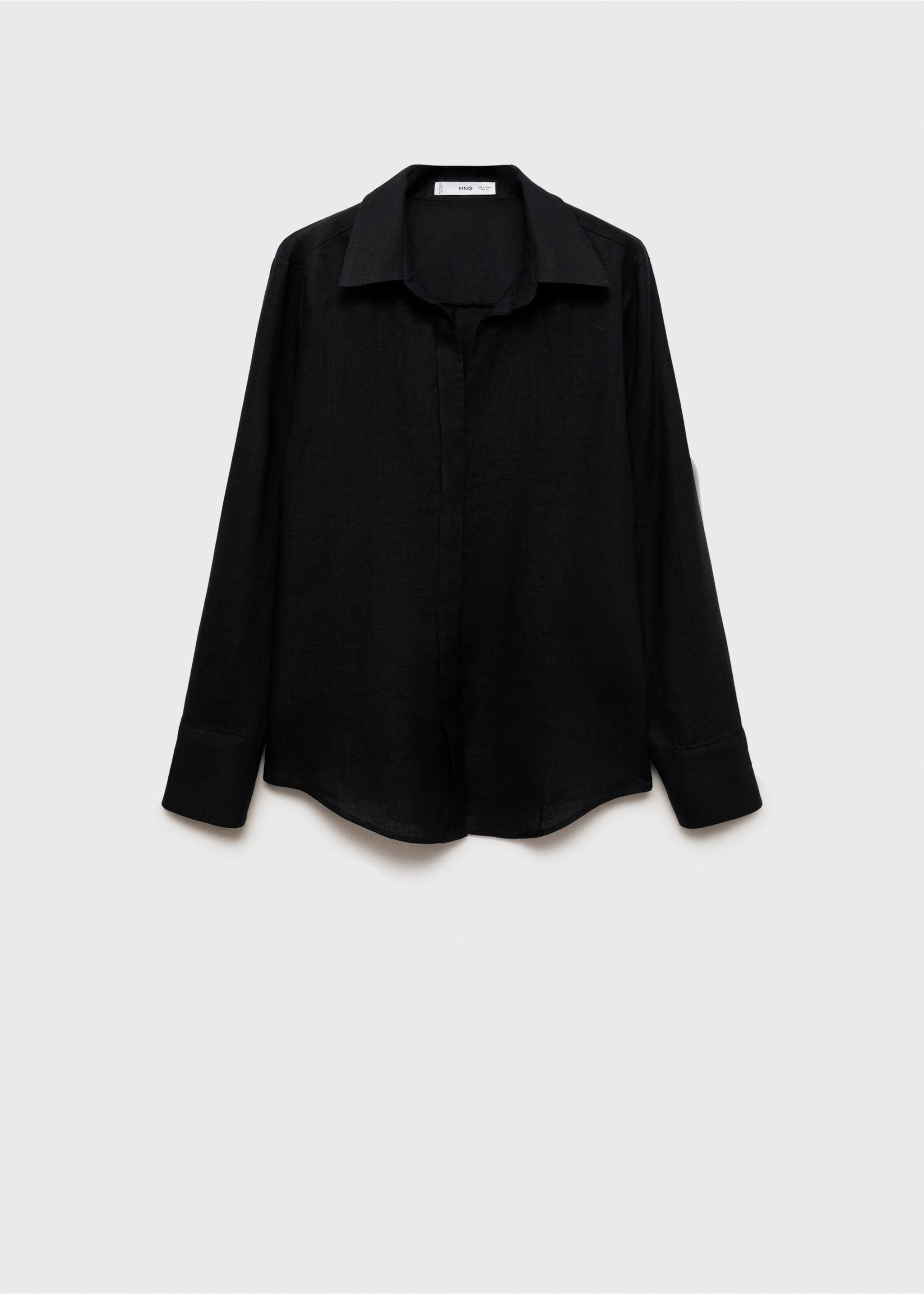 Linen 100% shirt - Article without model, Black. Ref: 87045735-00.