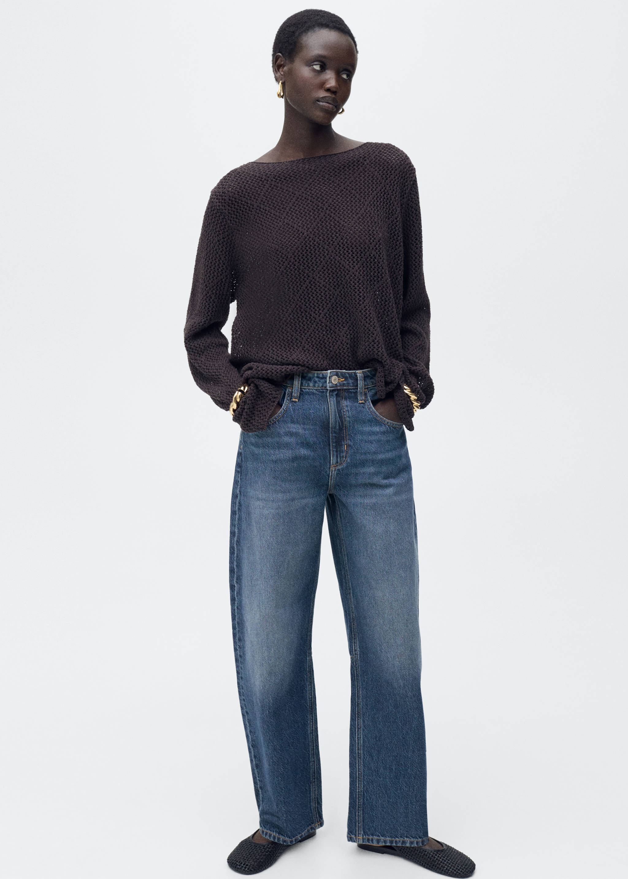 Balloon-Jeans mit hoher Bundhöhe - Allgemeine Ansicht