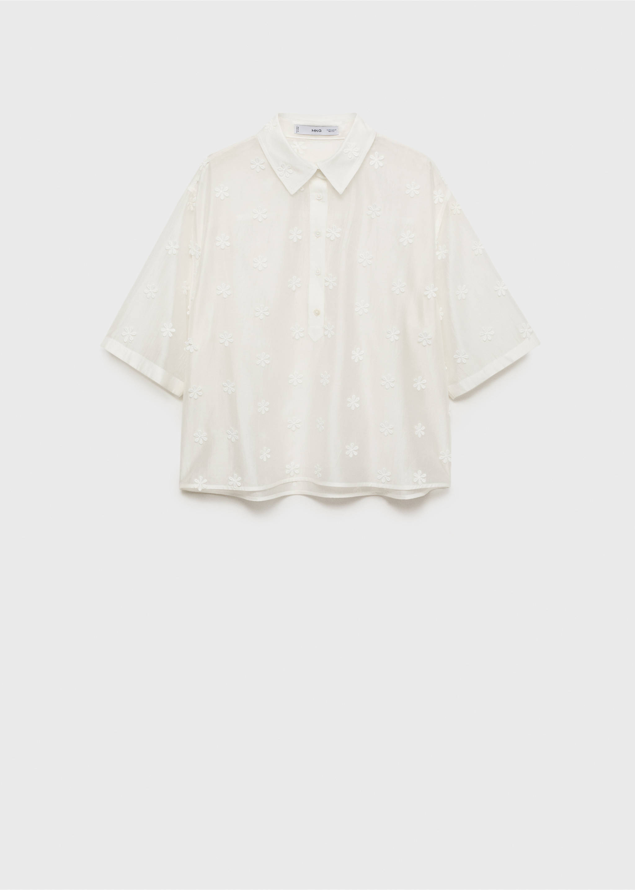 Camisa lyocell semitransparente flores - Artículo sin modelo, Blanco. Ref: 87045742-00.