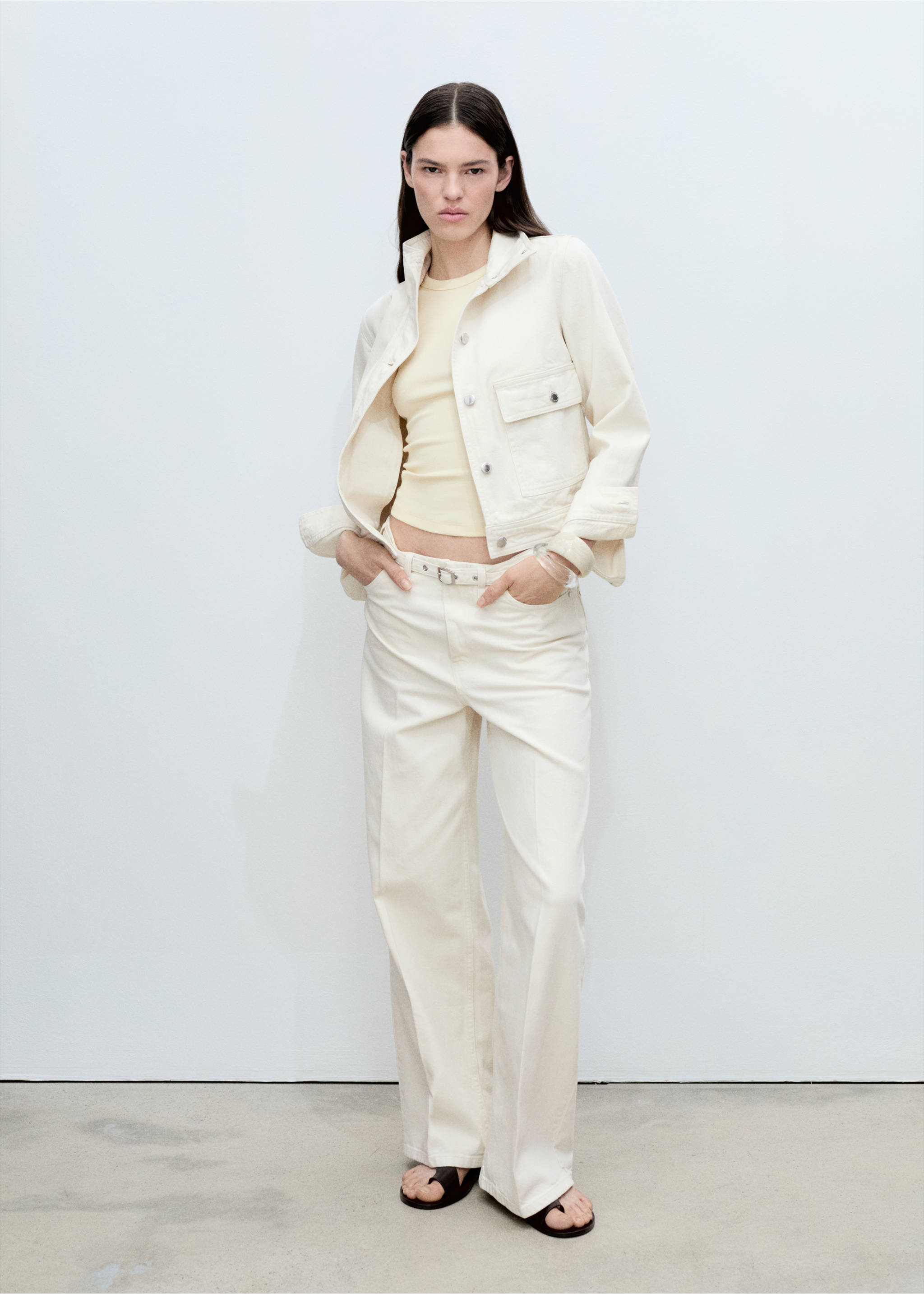 Wide leg jeans with belt - General plane, Off White. Ref: 87045743-00.