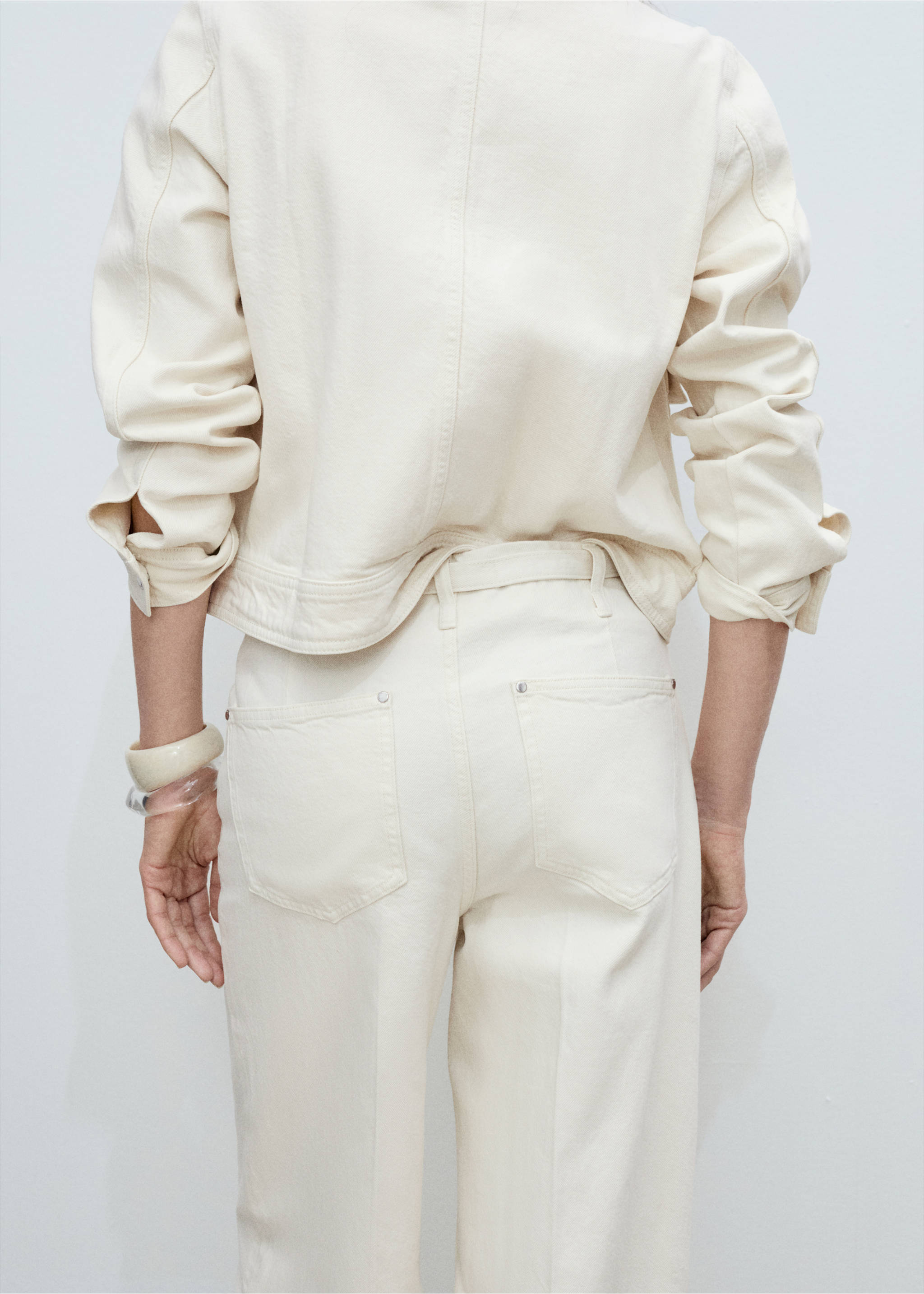 Wide leg jeans with belt - Details of the article 6, Off White. Ref: 87045743-00.