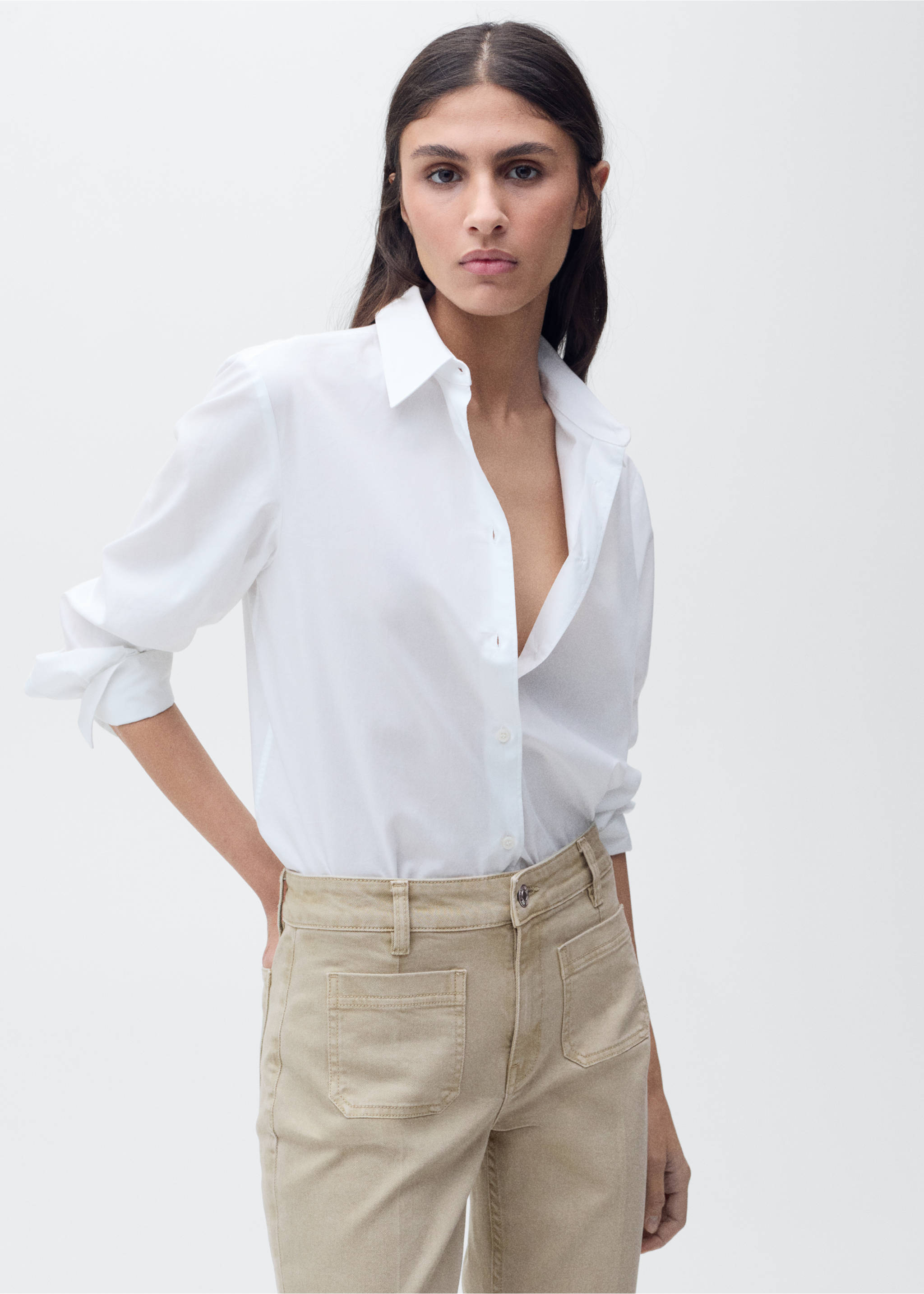 Jeans flare crop bolsillos - Detalle del artículo 1, Verde pastel. Ref: 87045744-00.