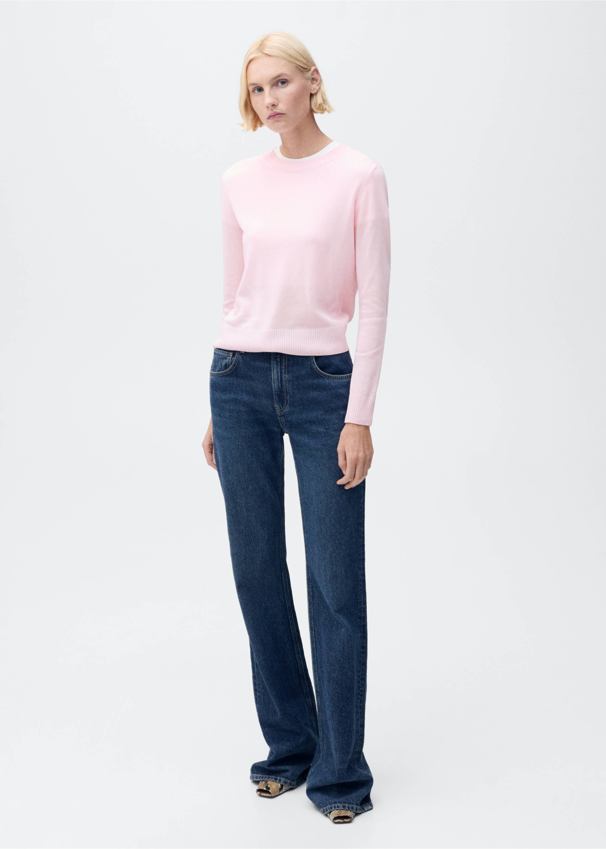 Linen-blend knitted sweater - General plane, Pink. Ref: 87045746-00.