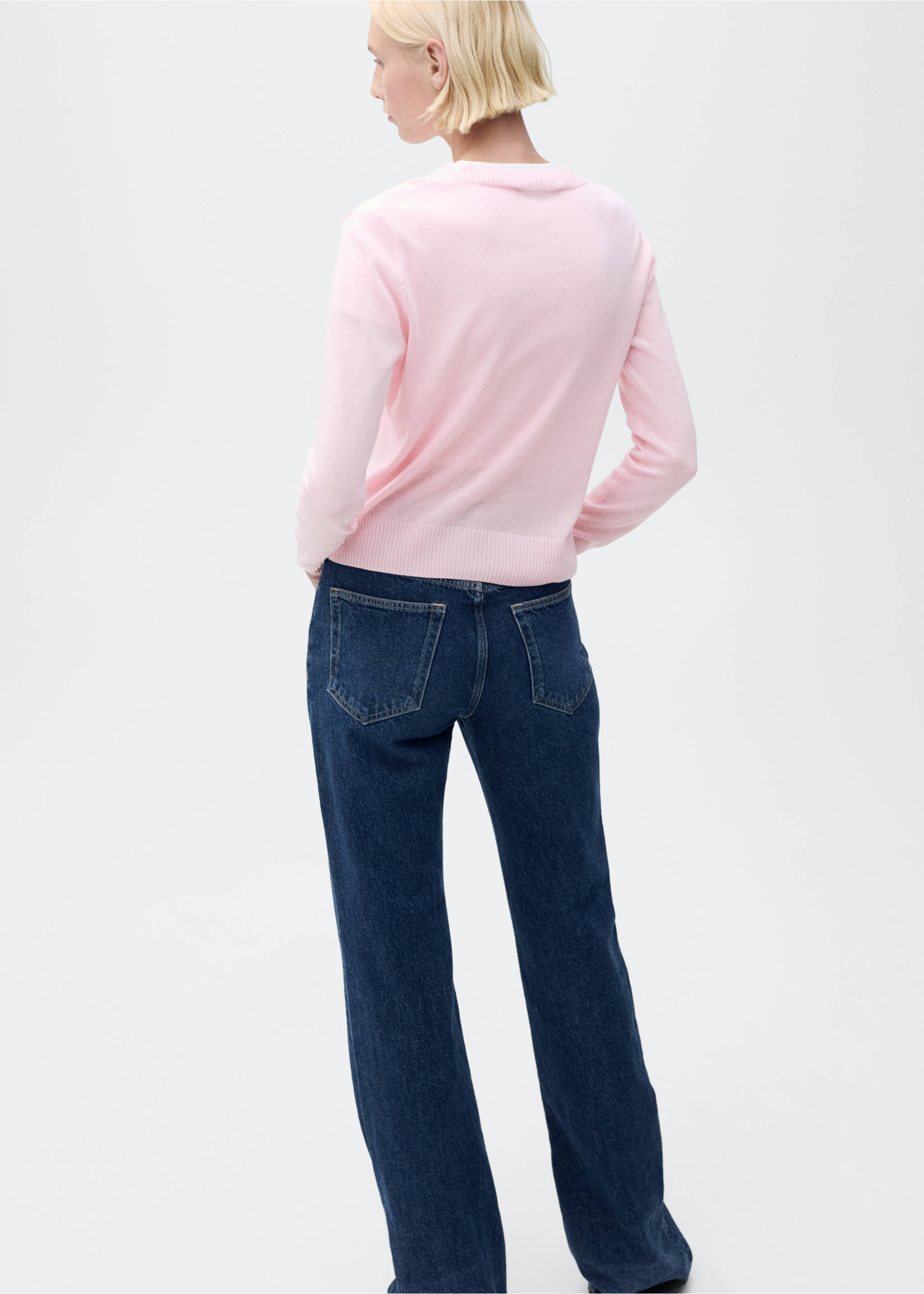 Linen-blend knitted sweater - Reverse of the article, Pink. Ref: 87045746-00.