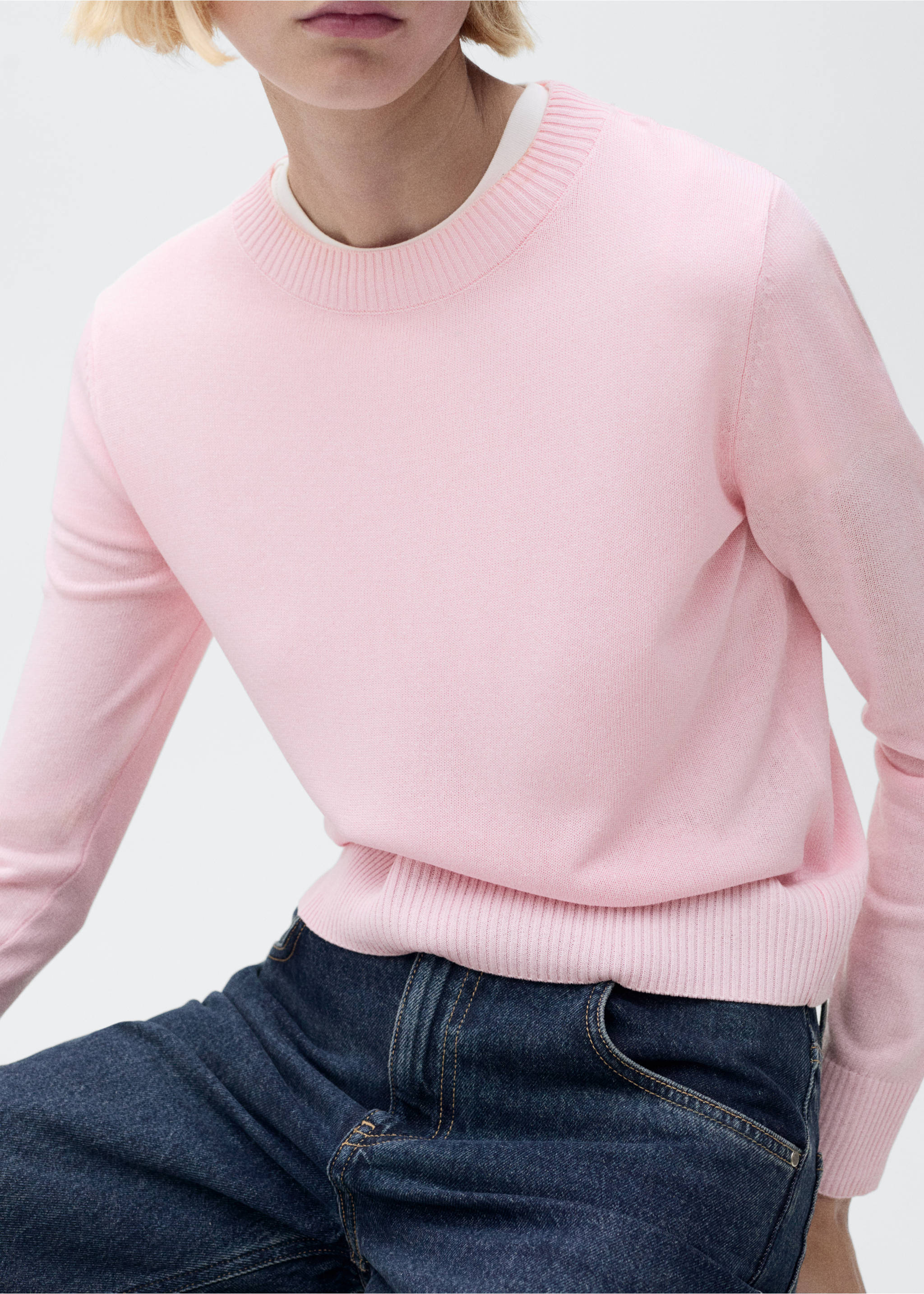 Linen-blend knitted sweater - Details of the article 3, Pink. Ref: 87045746-00.
