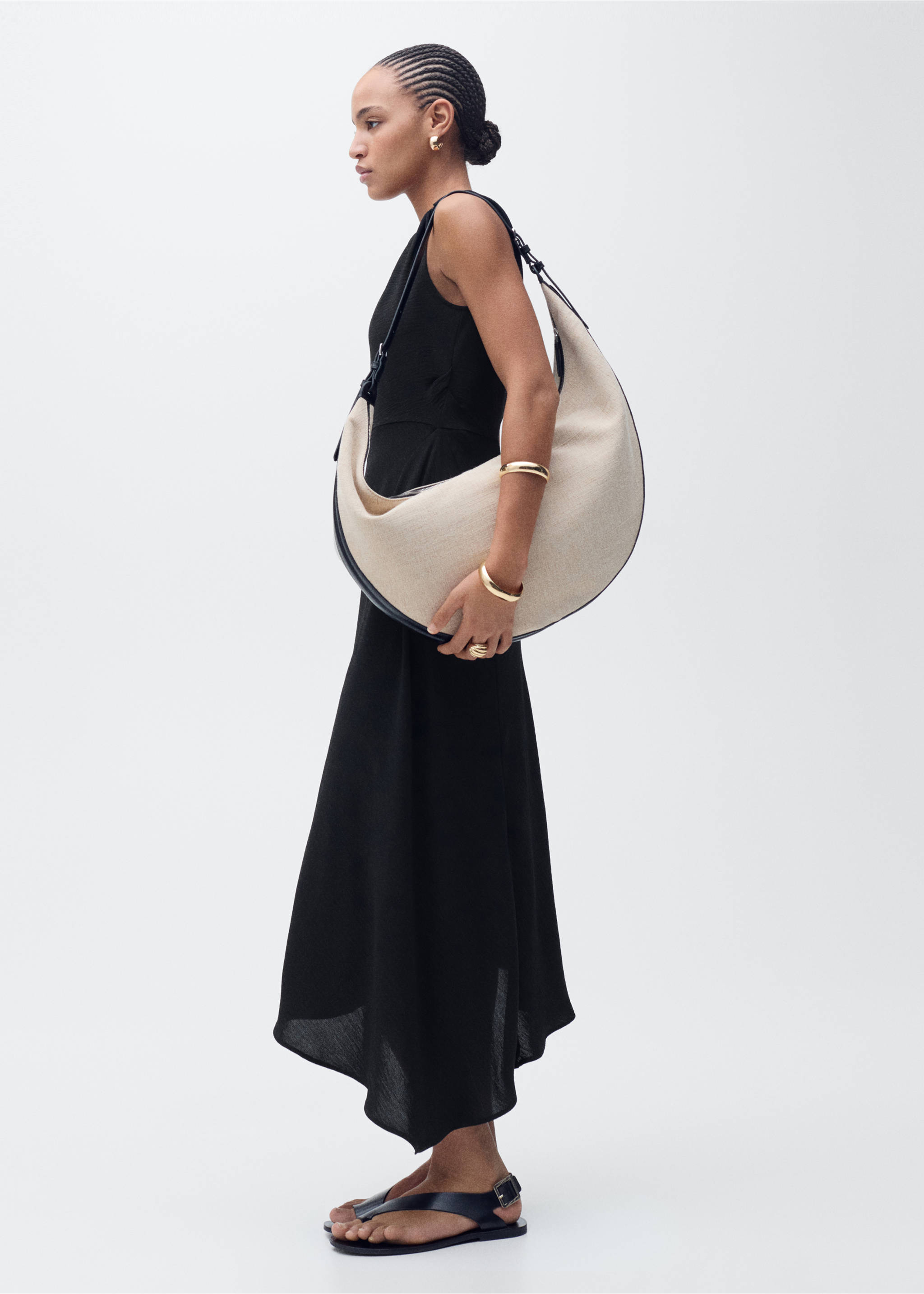 Long asymmetric dress - General plane, Black. Ref: 87045747-00.
