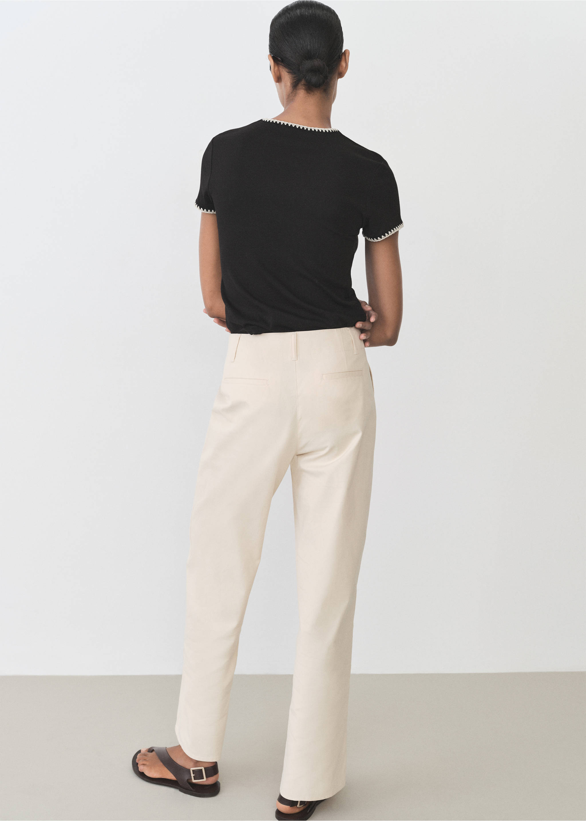 Cotton t-shirt with contrasting trim - Reverse of the article, Black. Ref: 87045749-00.