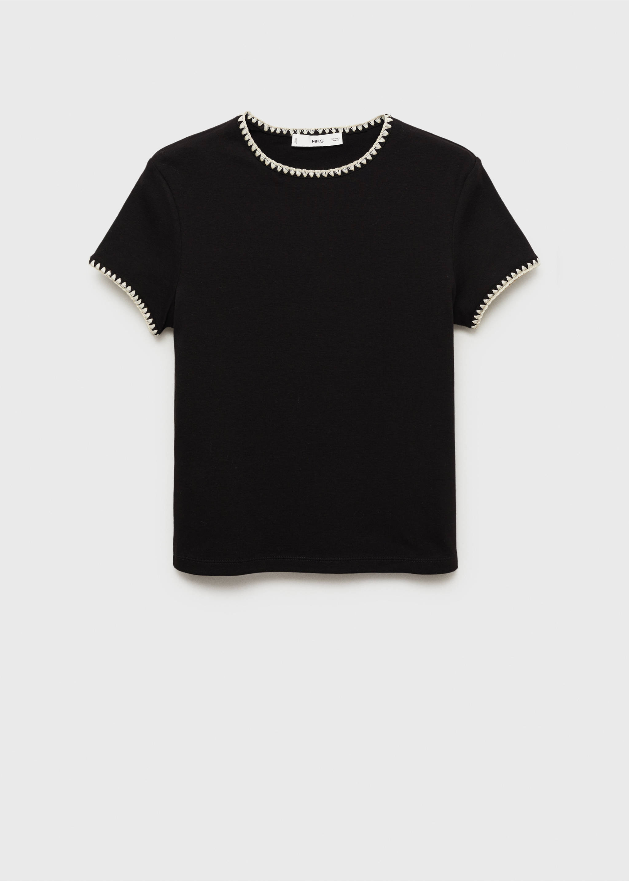 Cotton t-shirt with contrasting trim - Article without model, Black. Ref: 87045749-00.