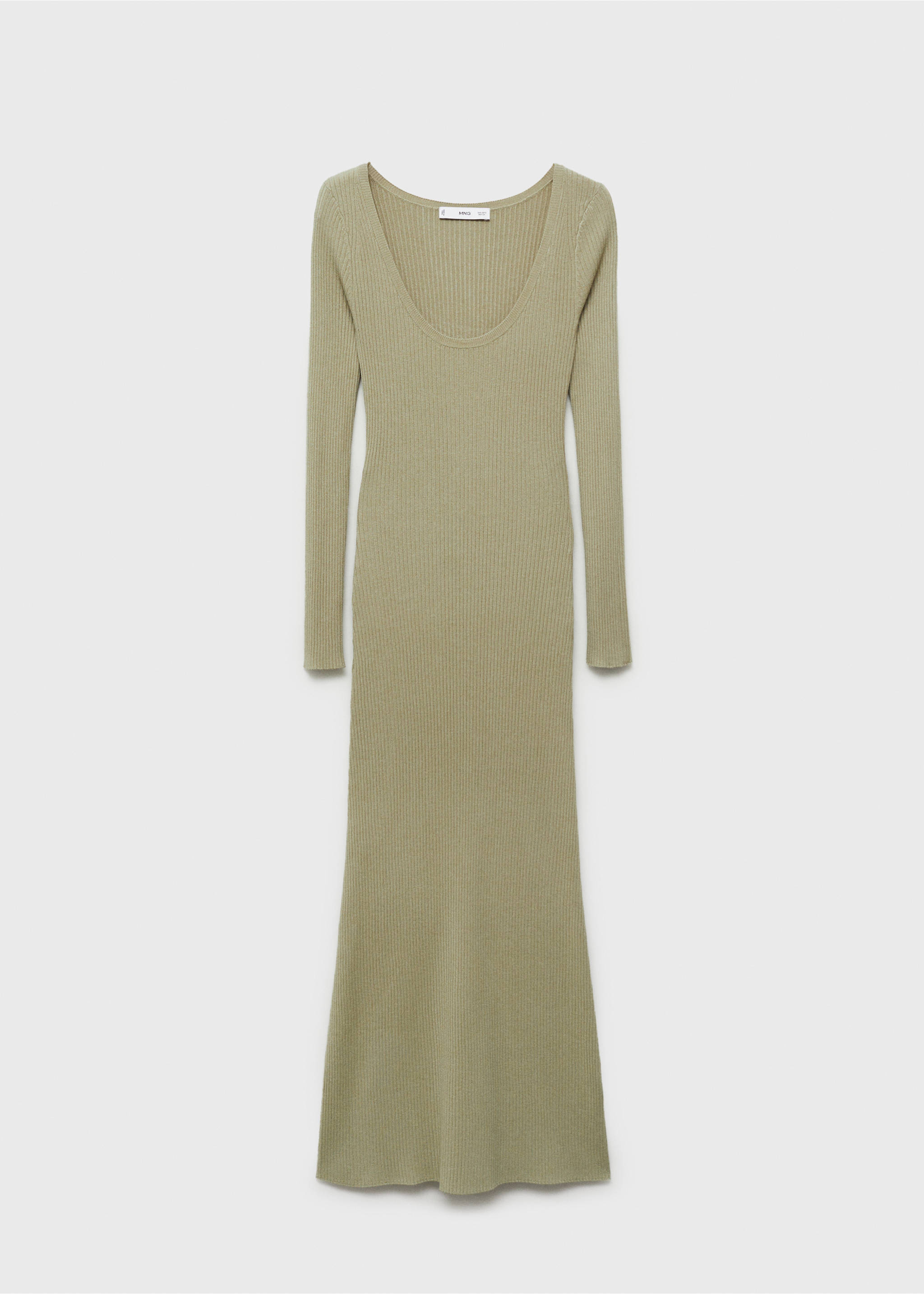 Rib-knit midi-dress - Article without model, Khaki. Ref: 87045750-00.