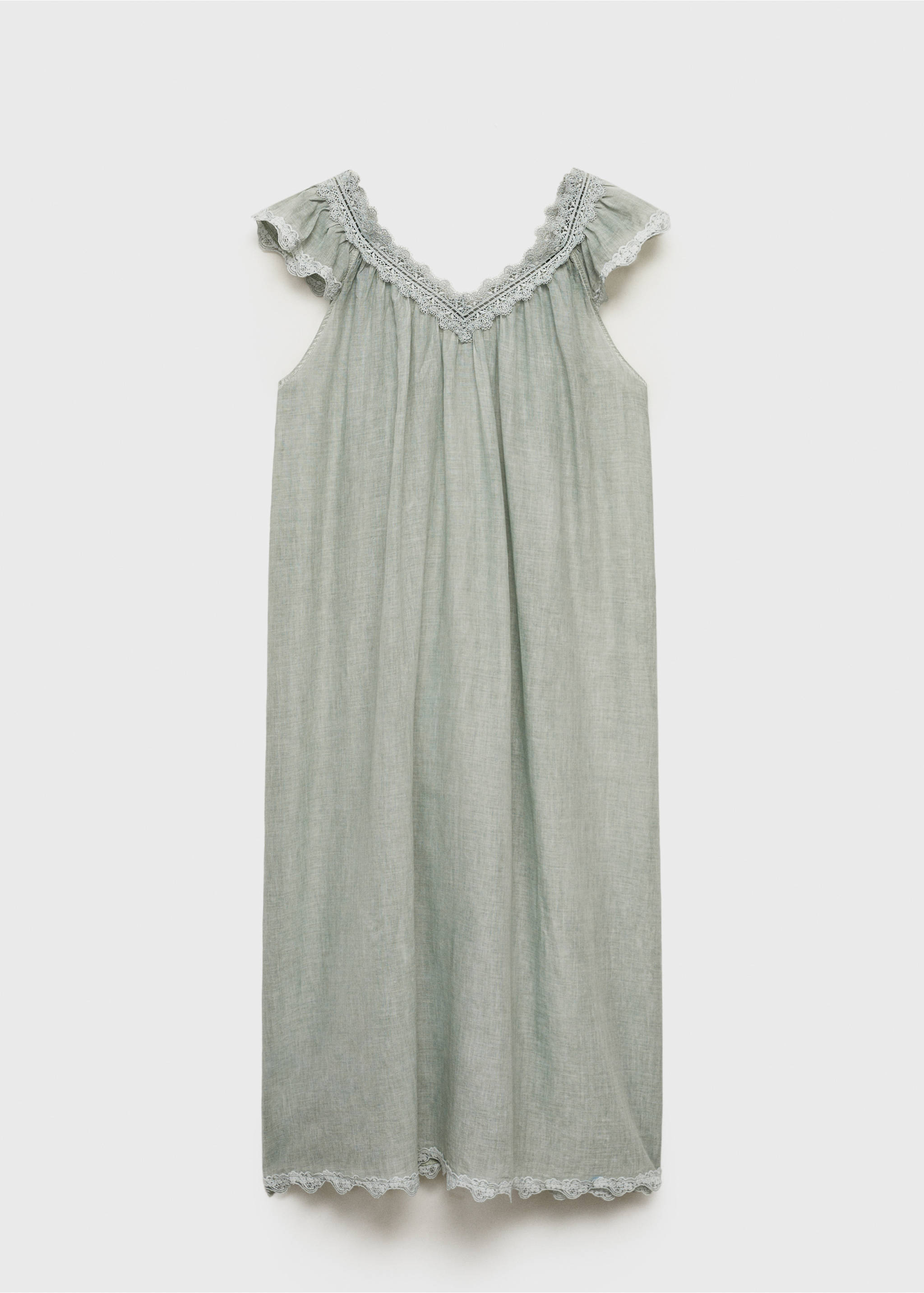 Overdyed lace cotton nightdress - Article without model, Pastel Green. Ref: 87045752-00.