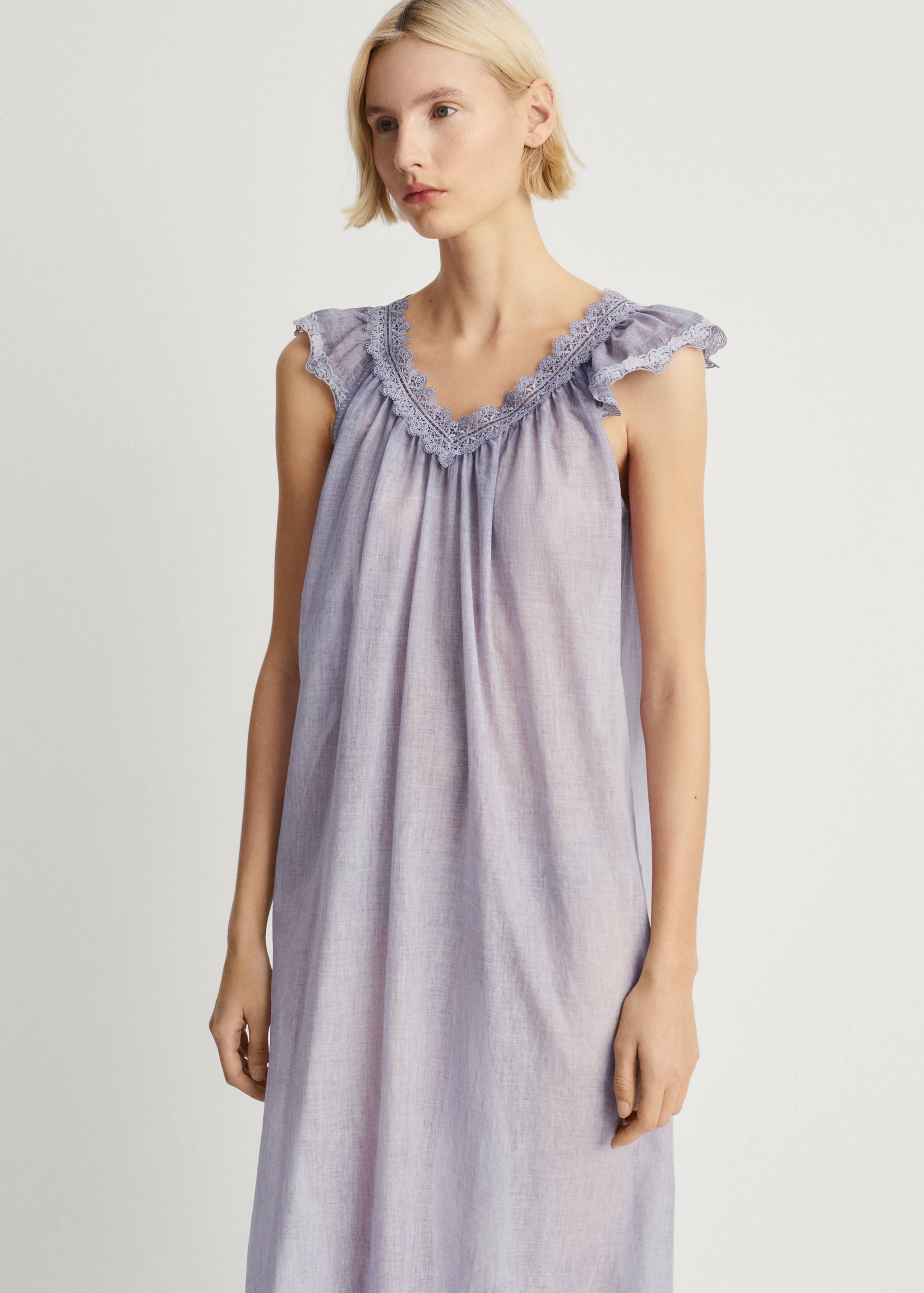 Overdyed lace cotton nightdress - Medium plane