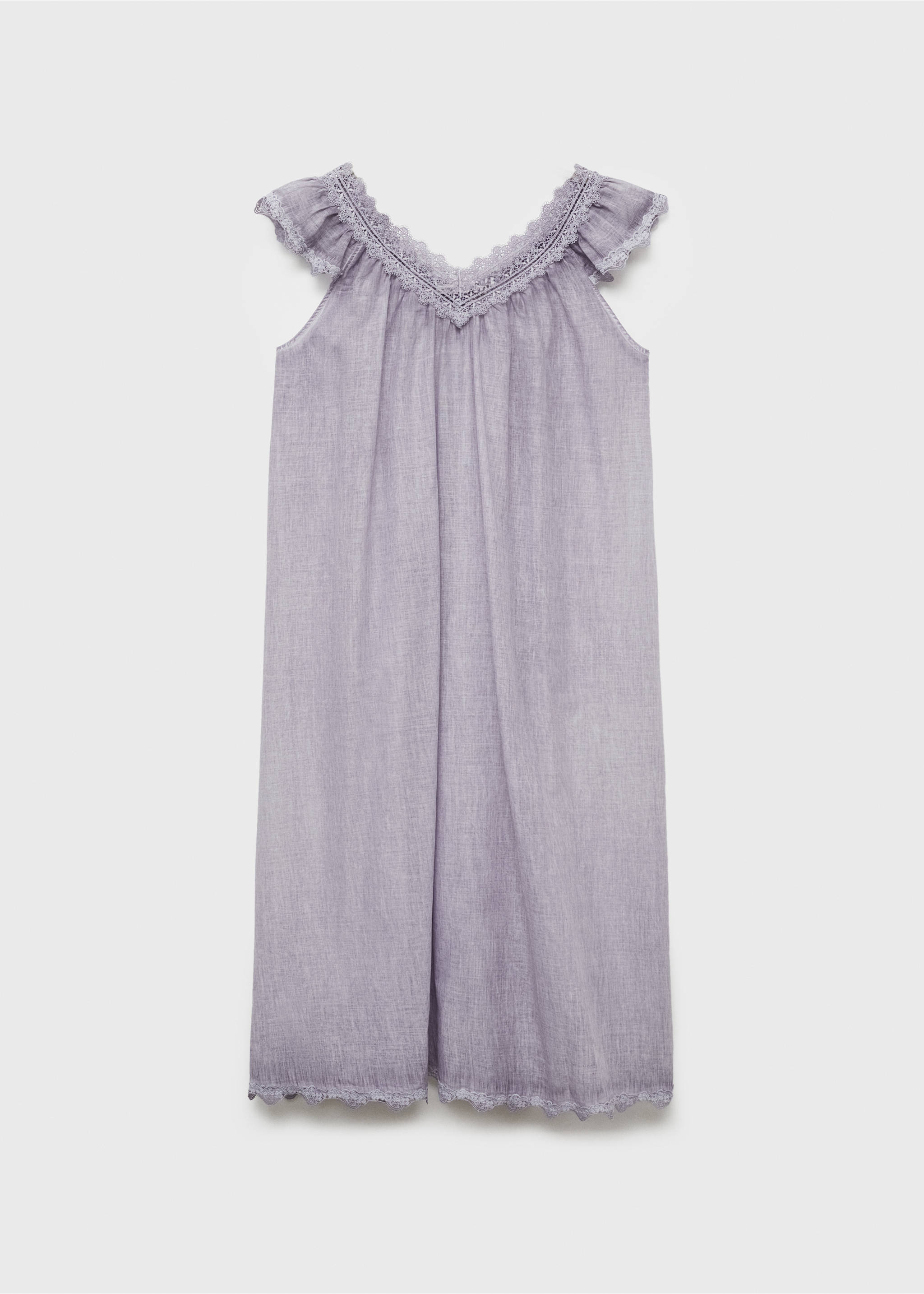 Overdyed lace cotton nightdress - Article without model, Lilac. Ref: 87045752-00.