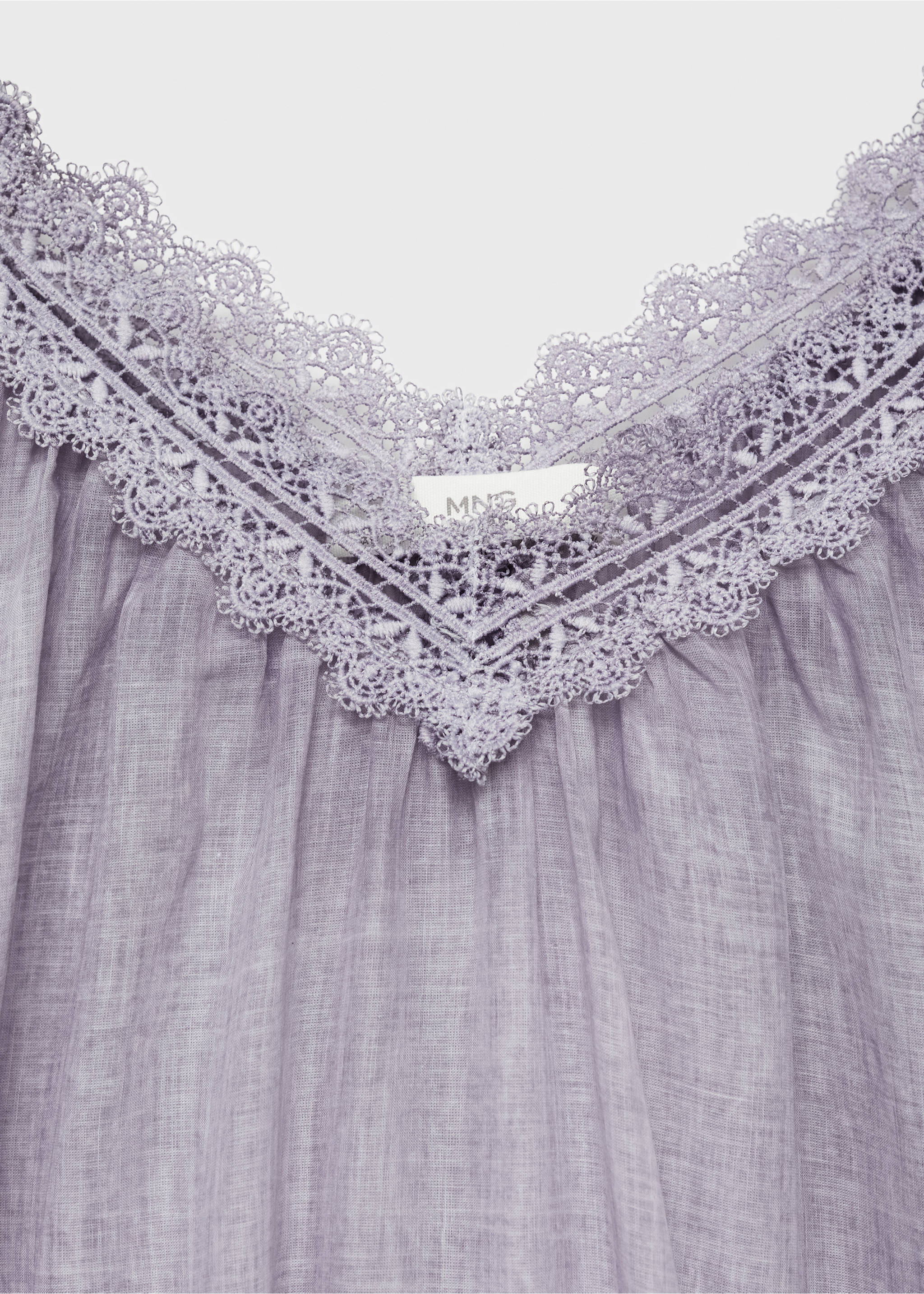 Overdyed lace cotton nightdress - Details of the article 0, Lilac. Ref: 87045752-00.