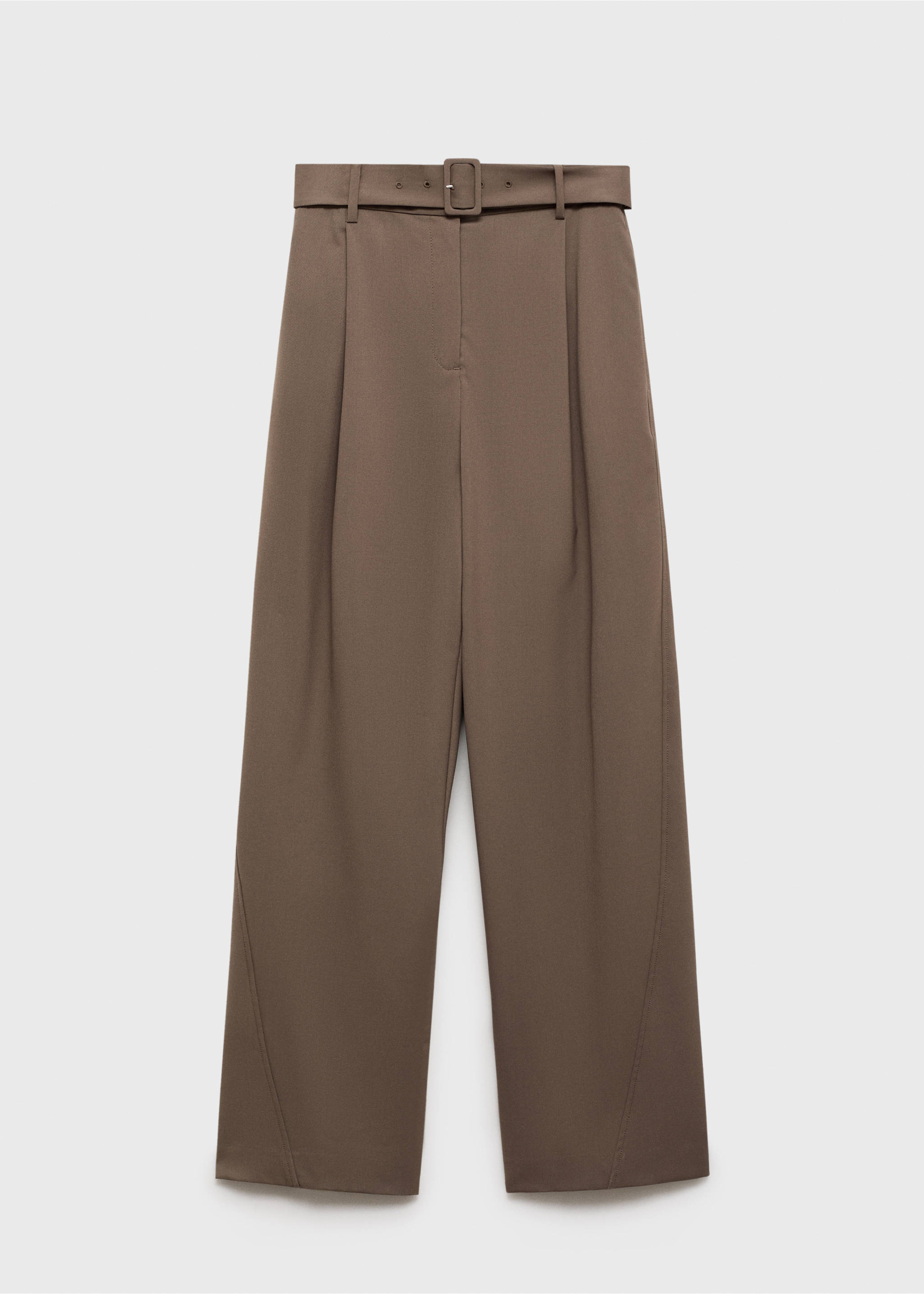 Belt straight-fit trousers - Article without model, Medium Brown. Ref: 87045757-00.