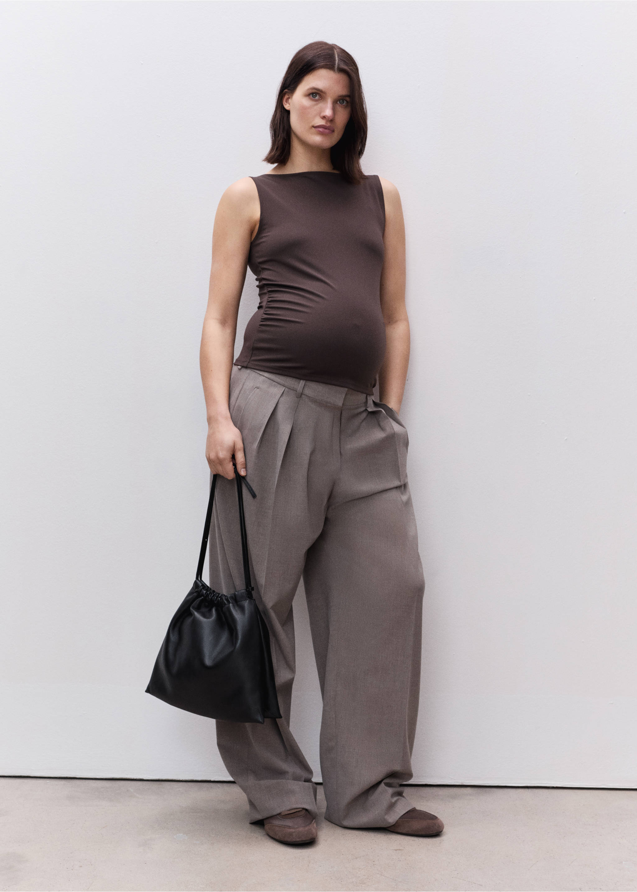Ruched maternity top - General plane, Chocolate. Ref: 87045759-00.