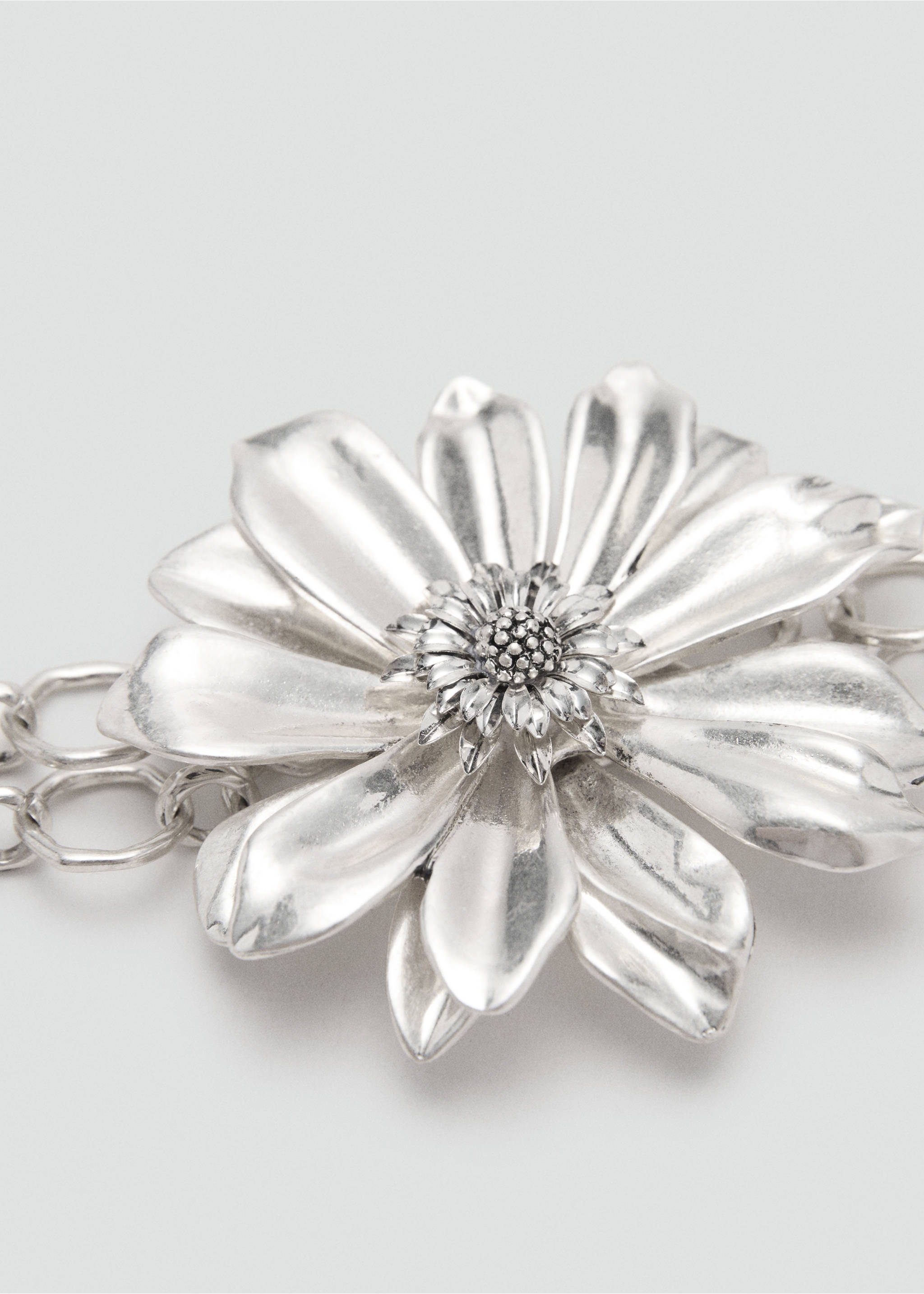 Metal chain flower belt - Details of the article 1, Silver. Ref: 87045761-00.