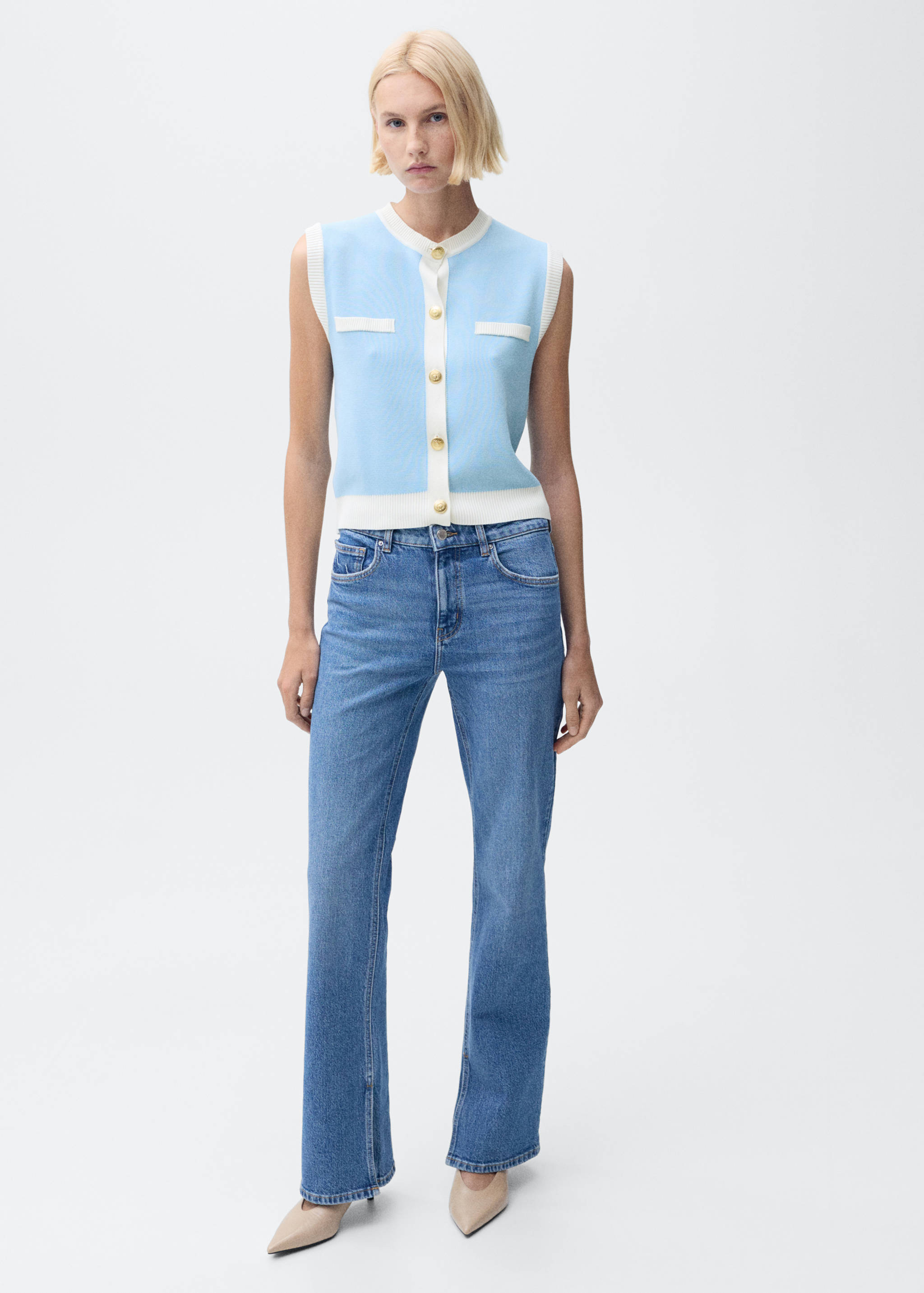 Gilet maille liserés contrastants - Plan général