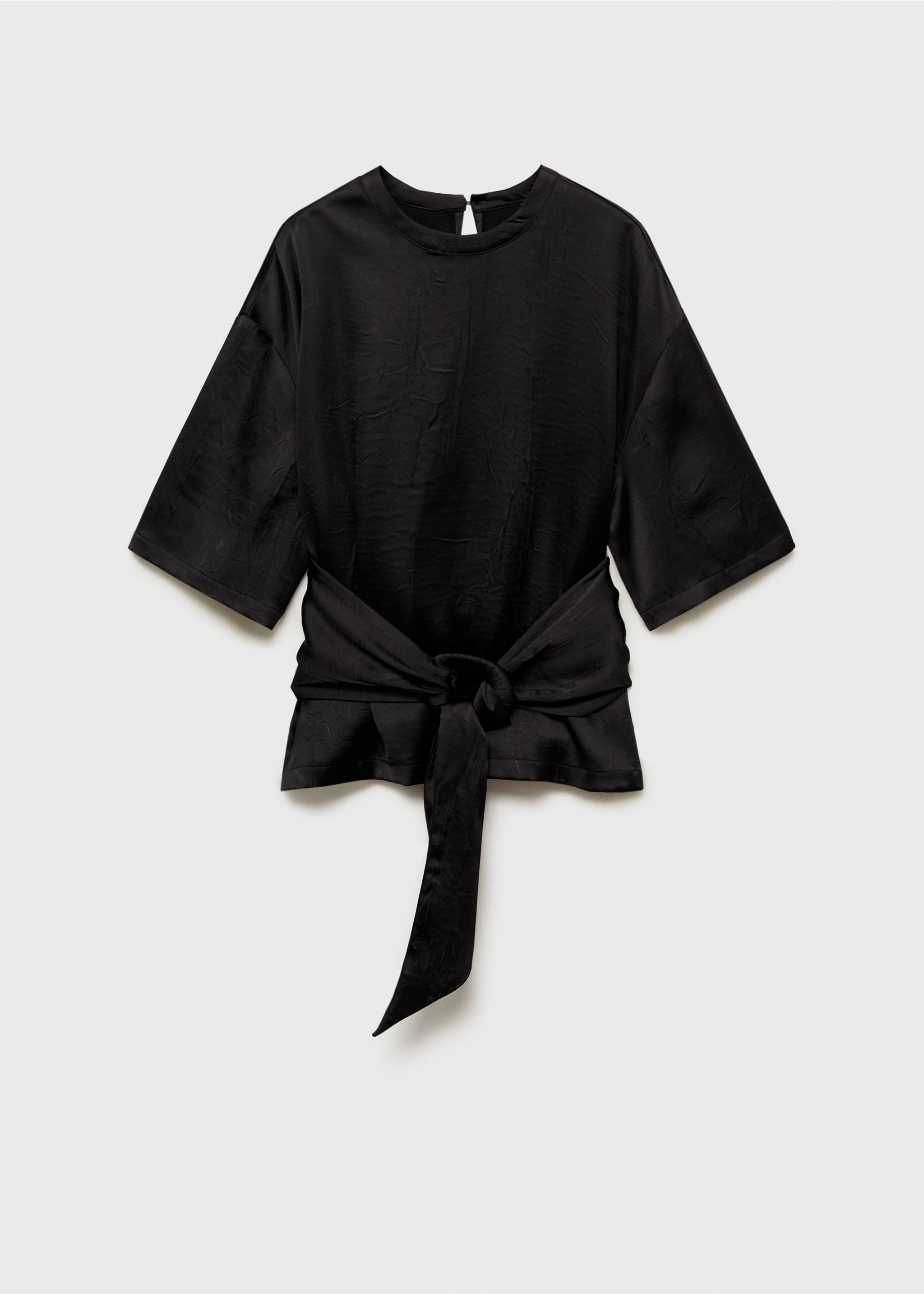 Satijnen blouse met ceintuur - Artikel zonder model, Zwart. Ref: 87045764-00.