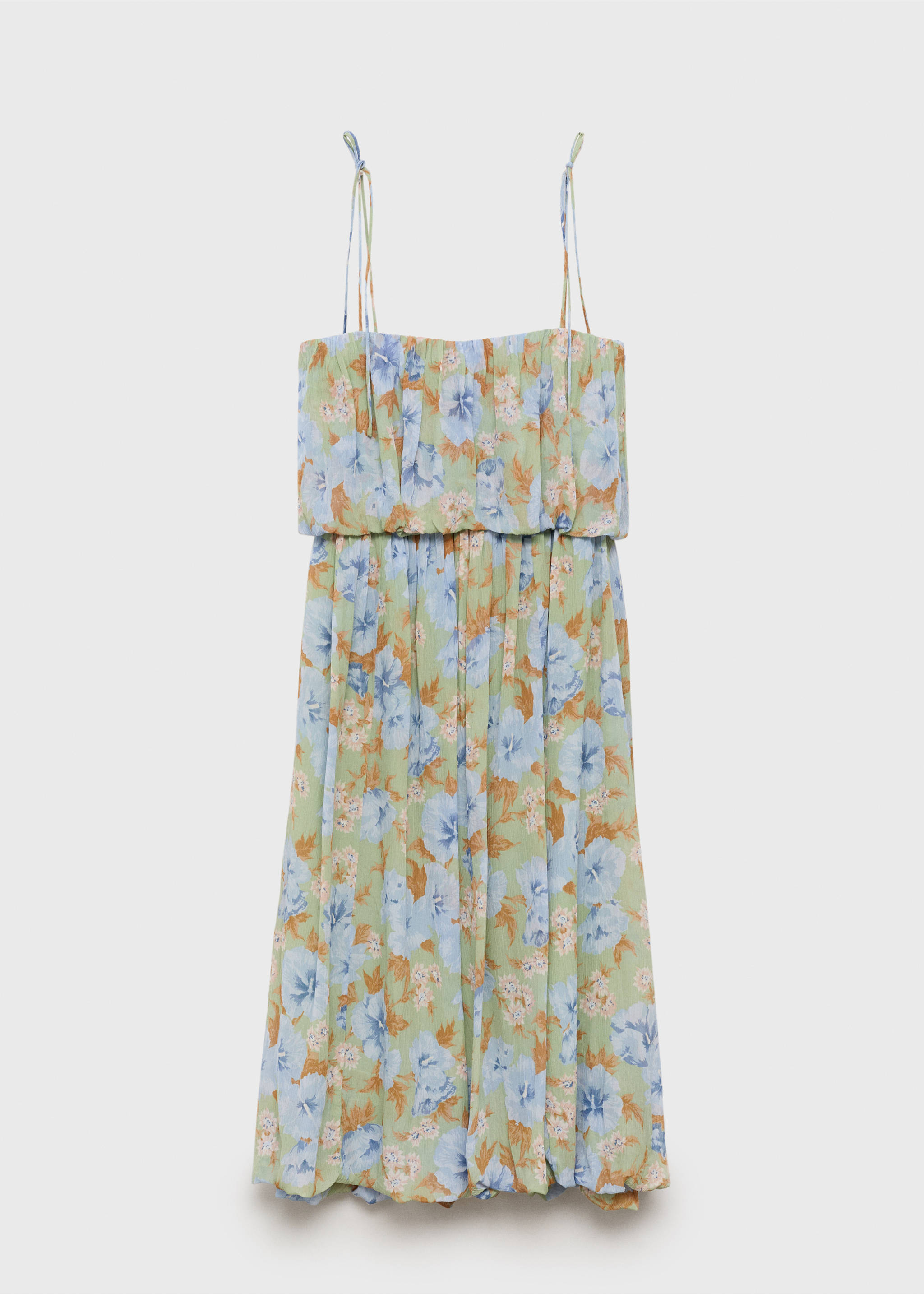 Floral-print dress with gathered waist - Article without model, Mint Green. Ref: 87045766-00.