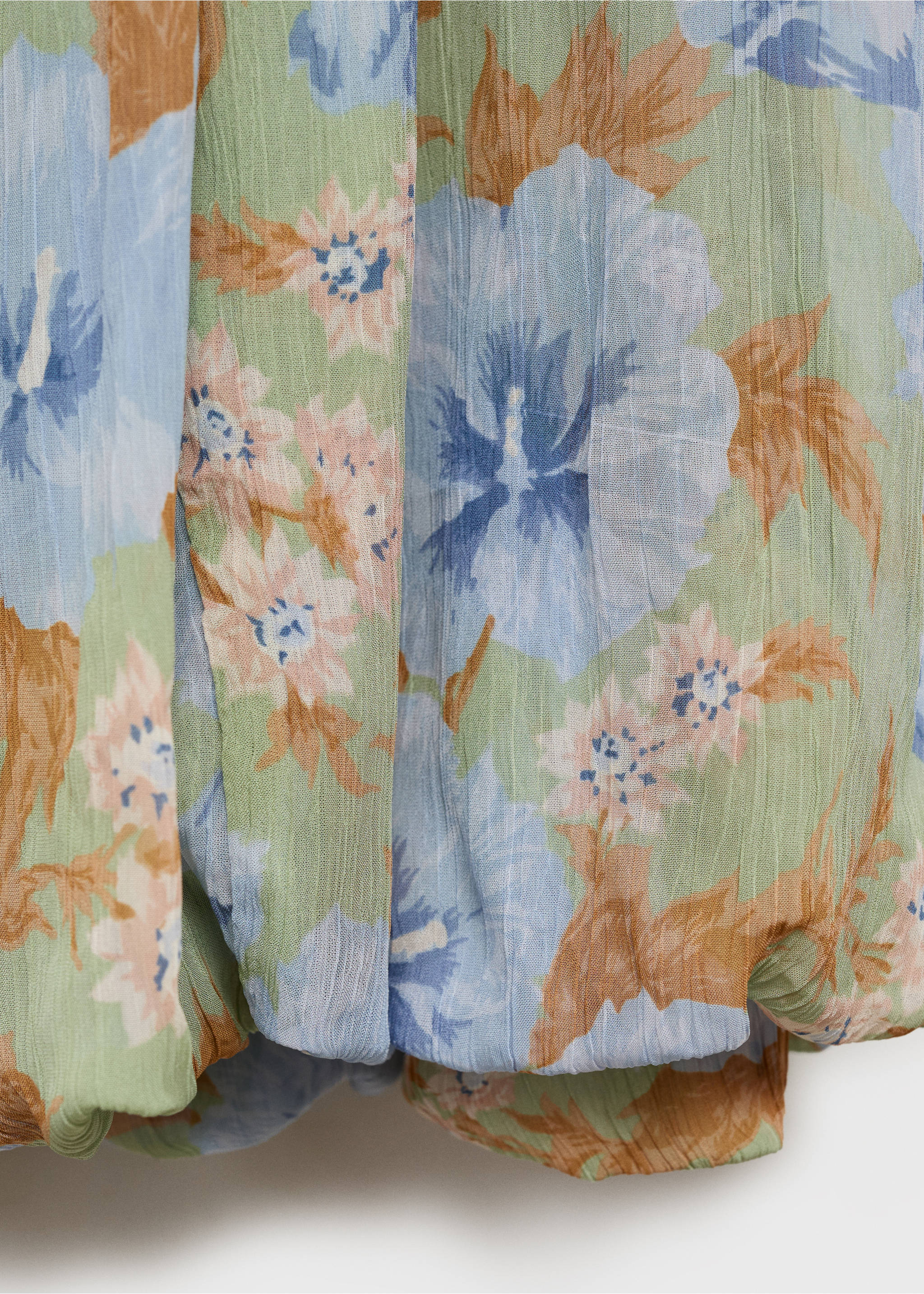 Floral-print dress with gathered waist - Details of the article 0, Mint Green. Ref: 87045766-00.