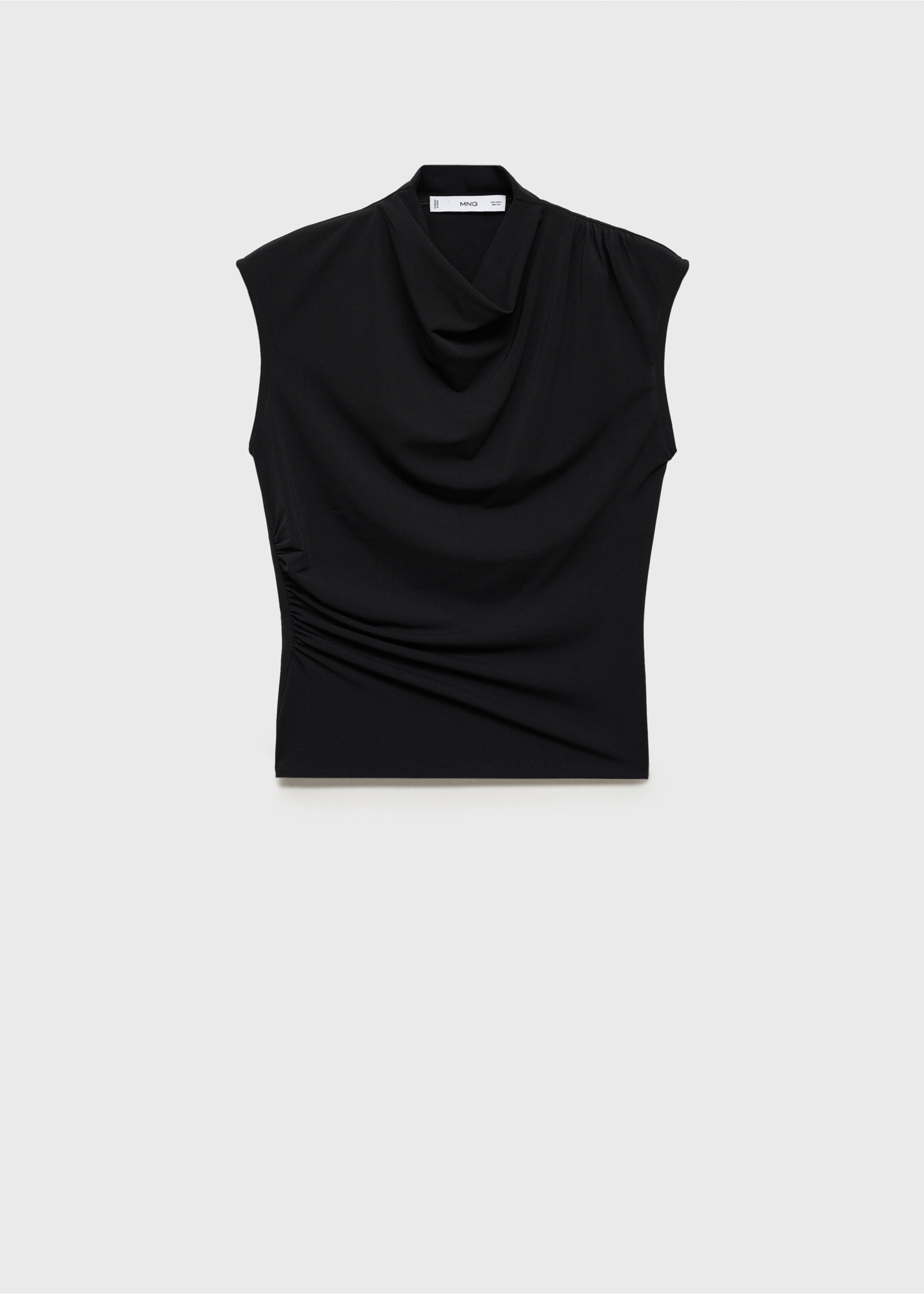 Fine-knit draped top - Article without model, Black. Ref: 87045767-00.