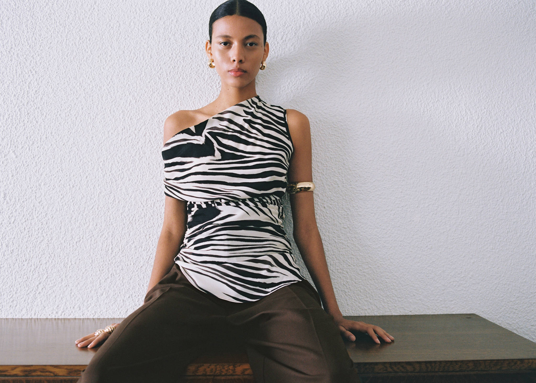 Zebra-print draped blouse - Panoramic plane