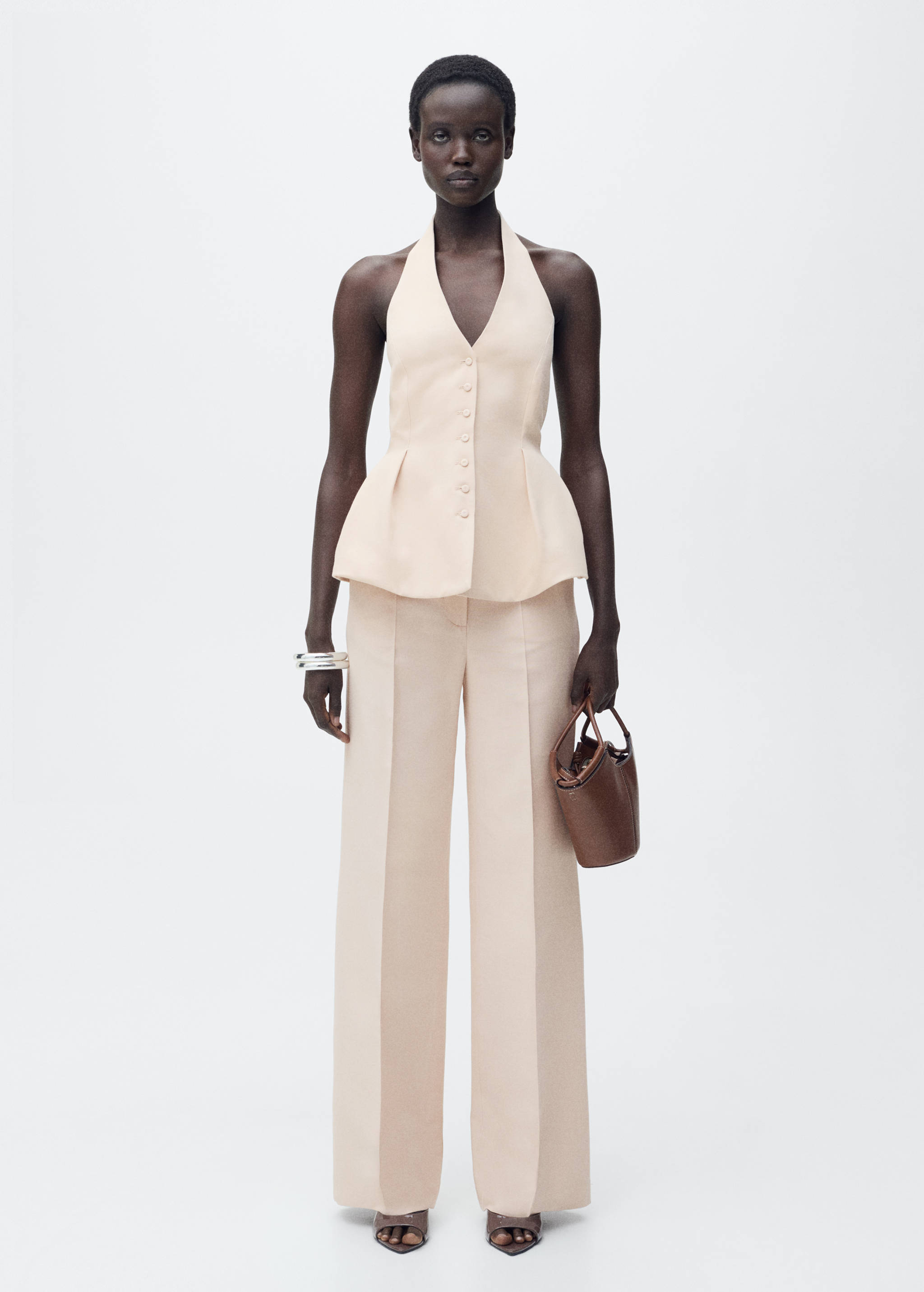 Halter-neck waistcoat with pleats - General plane